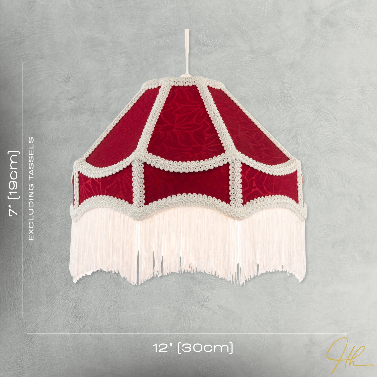Classic Victorian Style Empire Pendant Shade in Burgundy Red Fabric Image 7