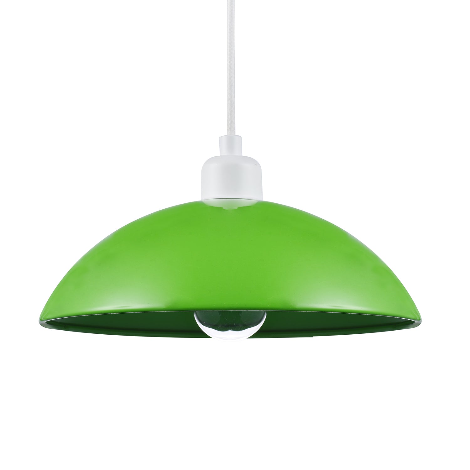 Industrial Retro Designer Lime Green Gloss Disc Metal Ceiling Pendant Lamp Shade Image 2