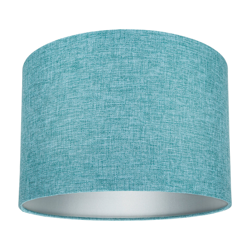 Contemporary and Sleek 10 Inch Teal Linen Fabric Drum Lamp Shade 60w Maximum Image 1