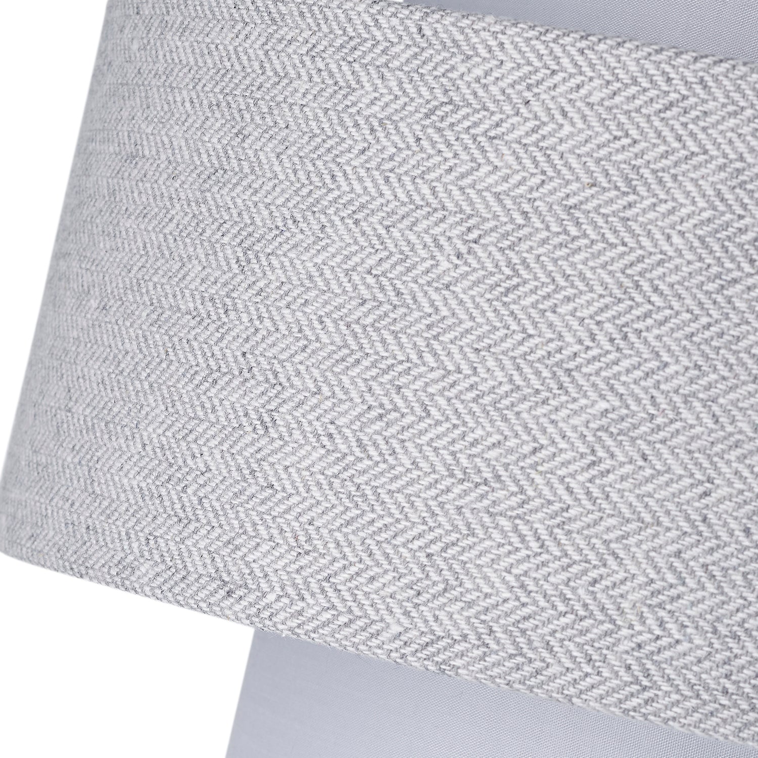 Modern Grey Herringbone Linen and Cotton Triple Tier Design Pendant Lamp Shade Image 3