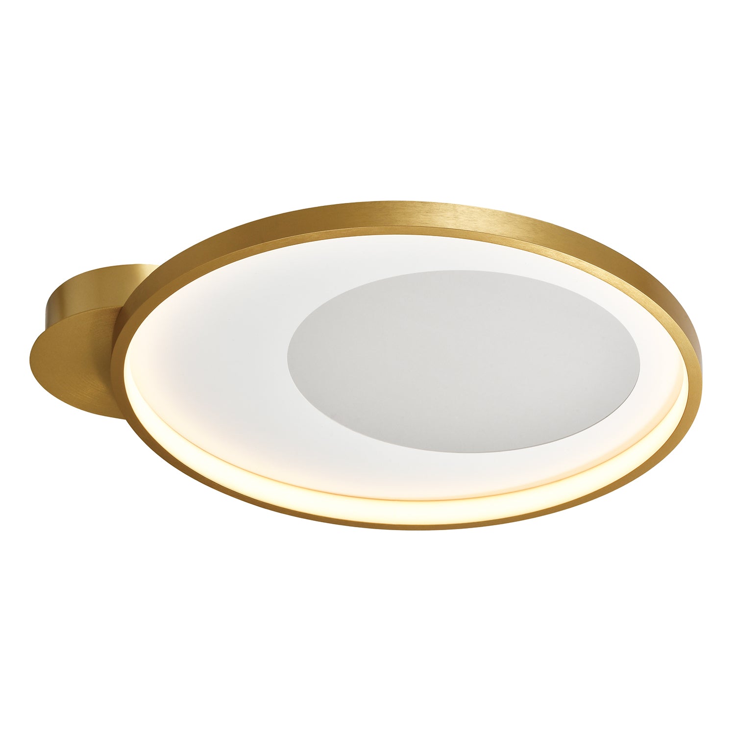 Modern Brushed Gold Low Energy LED Ceiling Light with Inner Opal White Acrylic Image 2