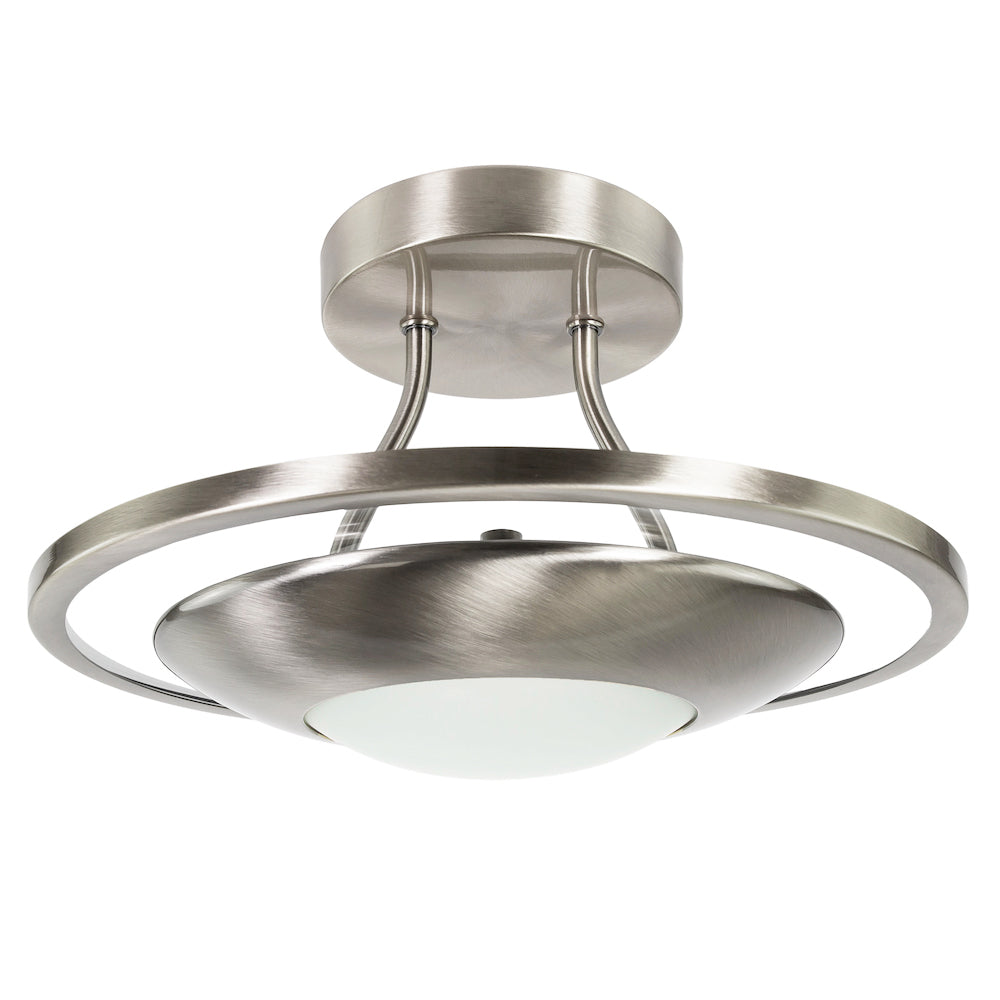 Modernistic Semi Flush Eco Friendly LED Ceiling Light Fitting in Satin Nickel Image 7