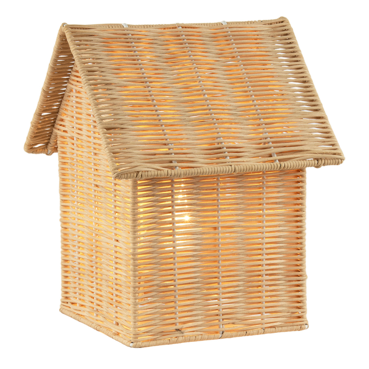 Charming House Shaped Natural Rattan Table Lamp with Open Weave Design Image 2