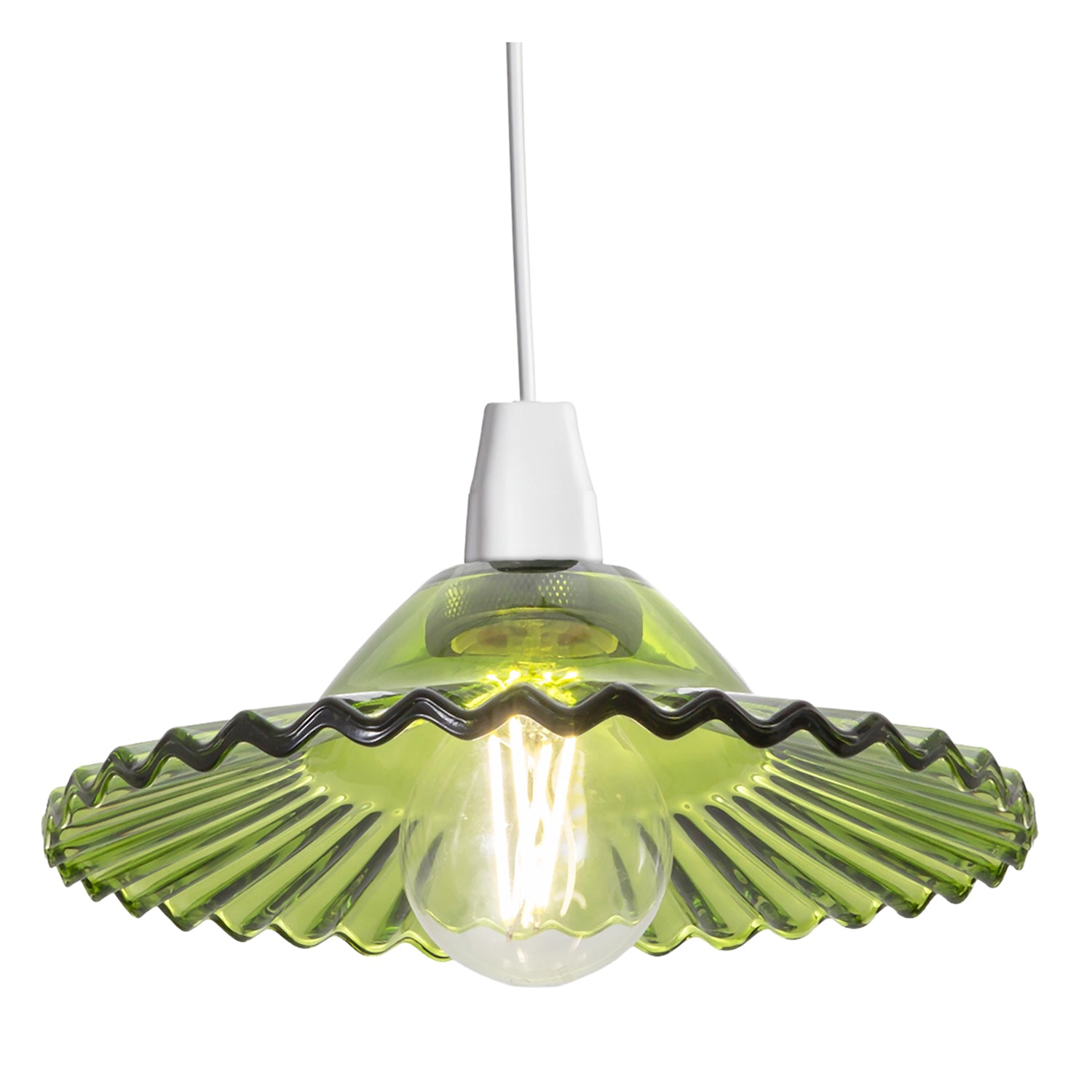 Modern Emerald Green Glass Pendant Light Shade with Rippled Design Image 2