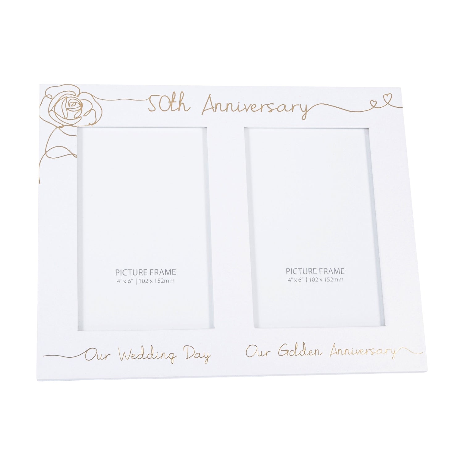 Beautiful Double Picture Frame for 50th Wedding Anniversary - Gold Foil Text Image 1