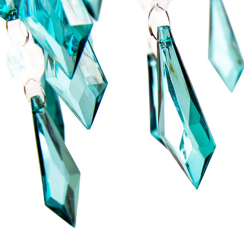 Modern Waterfall Design Pendant Shade with Clear/Teal Acrylic Drops and Beads Image 4