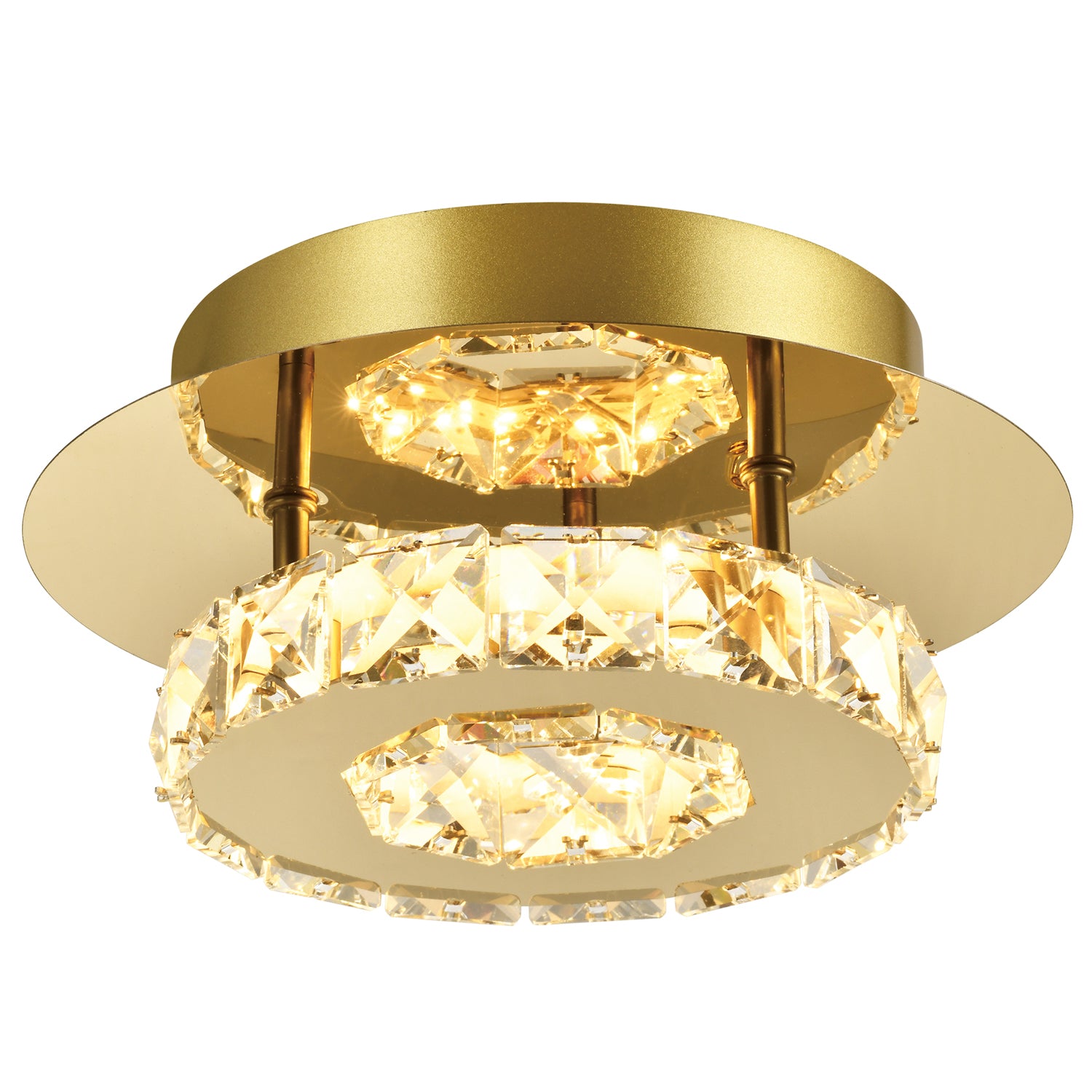 Modern LED Ceiling Light with Gold Plated Metal and Clear Crystal Glass Beads Image 1