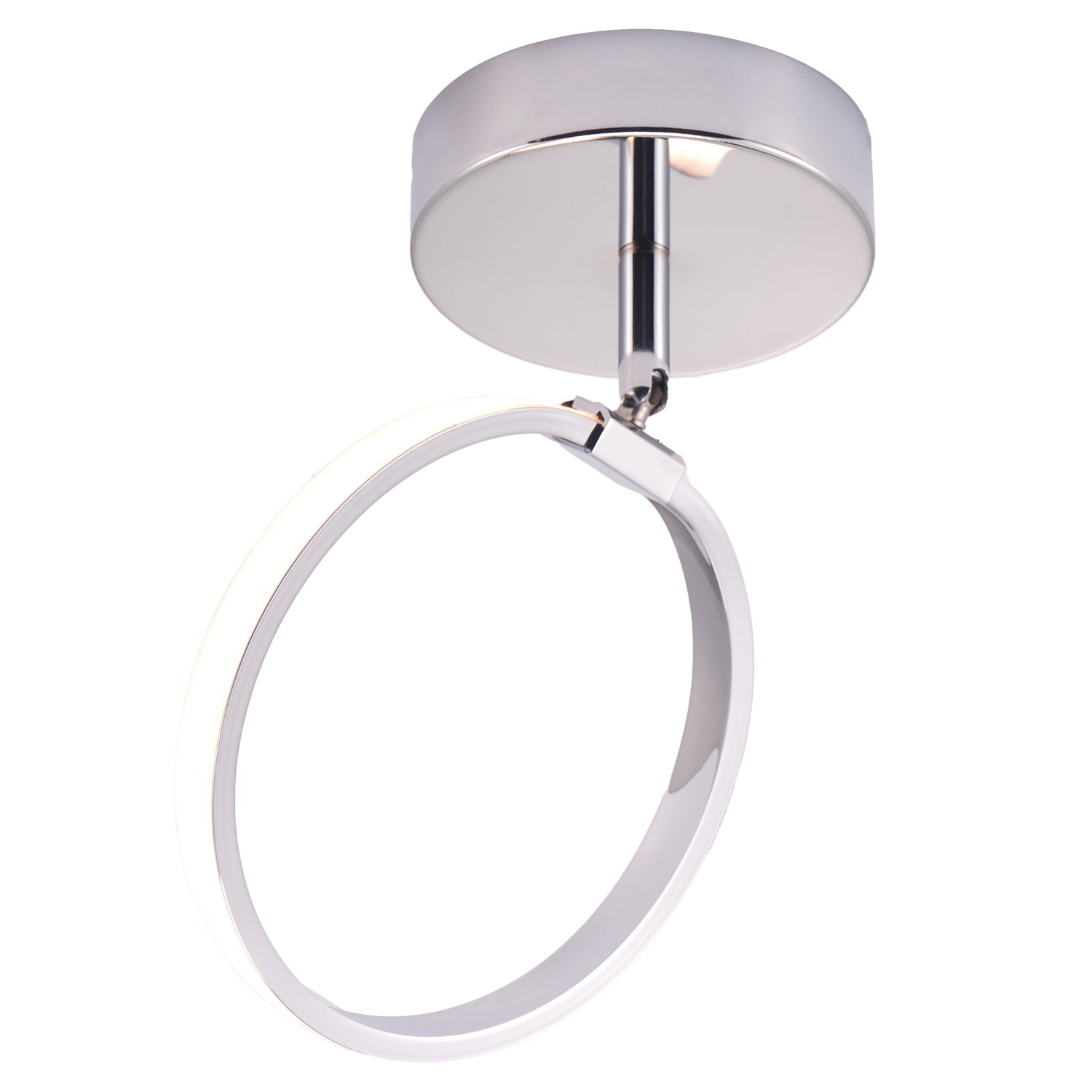 Modern Fully Adjustable Chrome Halo Style Ring LED Ceiling or Wall Light Fitting Image 1