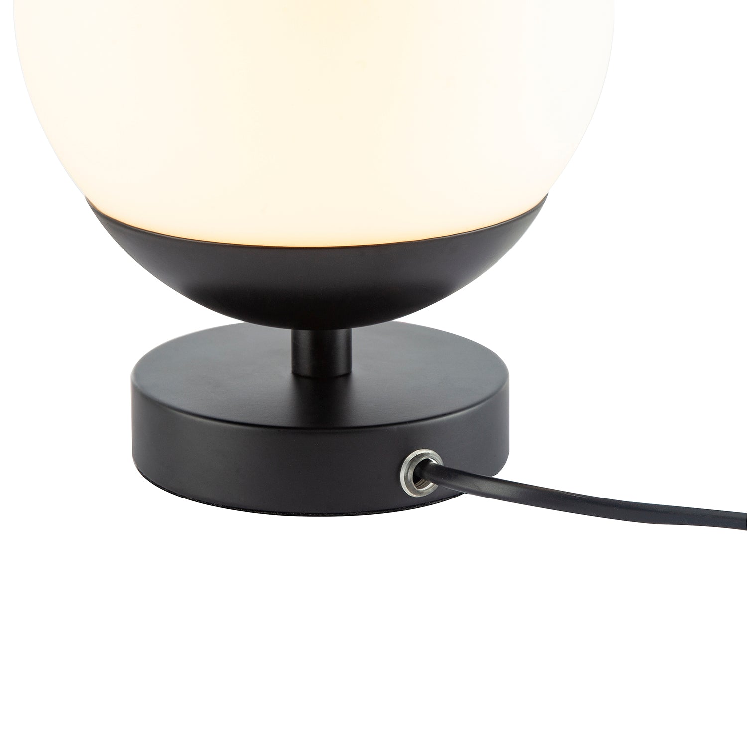 Modern Touch Dimmable LED White Globe Glass Table Lamp with Matte Black Base Image 4