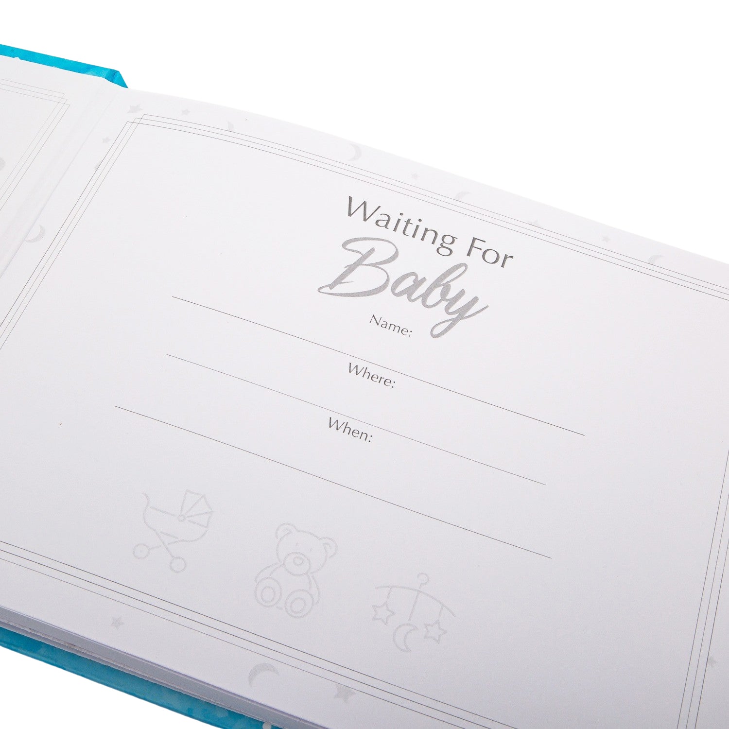 It's a Boy Guest Book with Silver Glitter Stars for Christening or Baby Shower Image 4