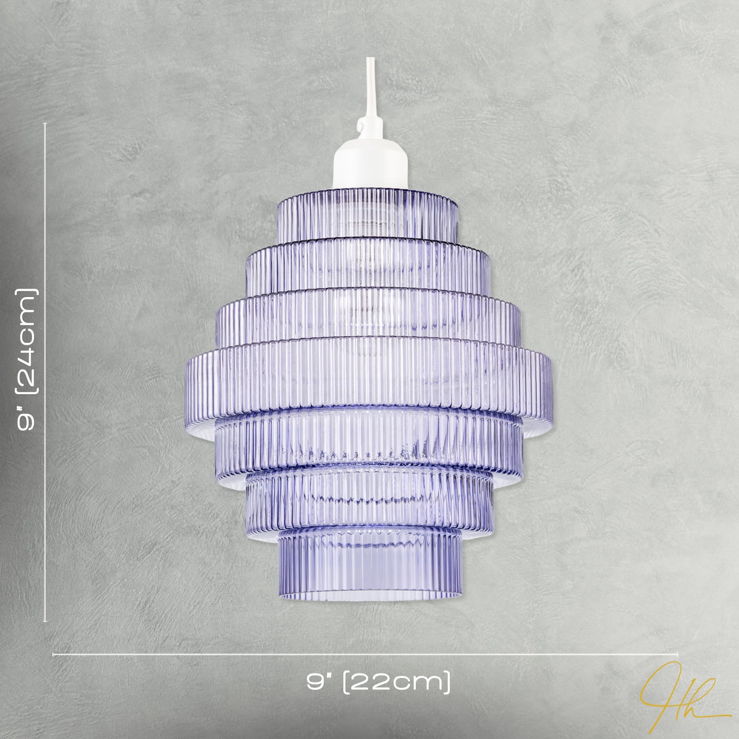 Tiered Stepped Design Smoked Lavender Glass Pendant Ceiling Lamp Shade Image 7