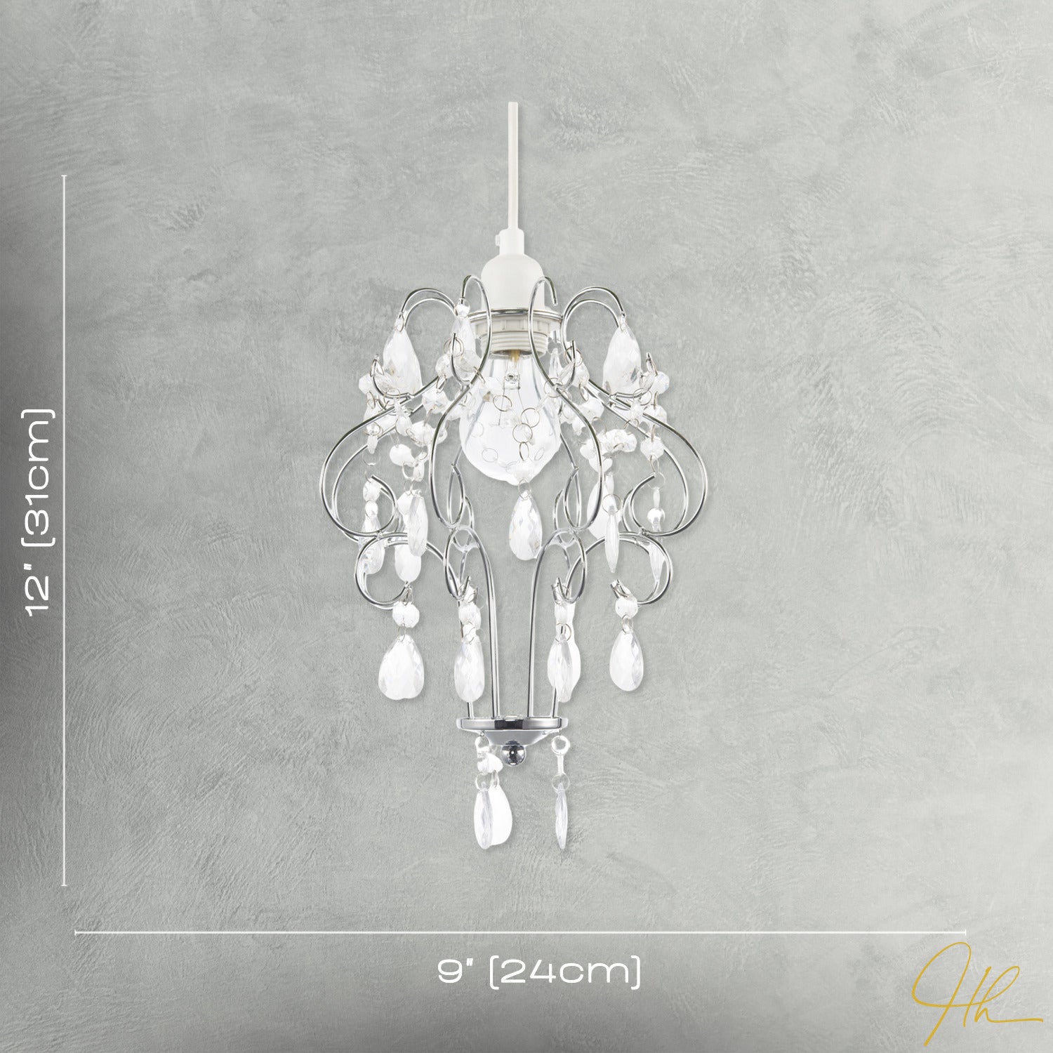 Polished Chrome Shabby Chic Chandelier Style Pendant Shade with Acrylic Image 7