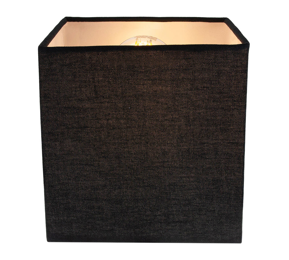 Contemporary and Stylish Ash Black Linen Fabric Square 16cm Lamp Shade Image 2