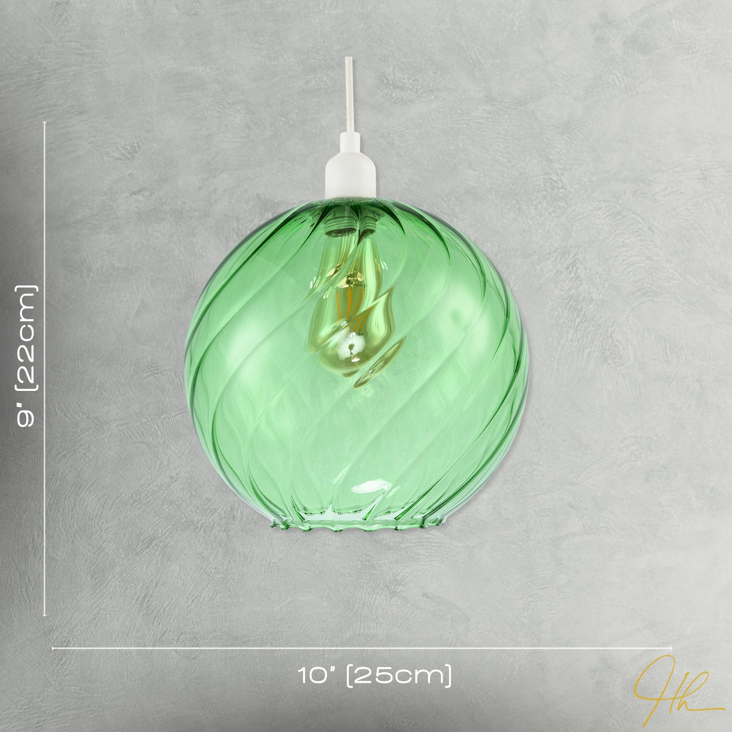 Chic Emerald Green Circular Fluted Glass Ceiling Pendant Light Shade Image 7