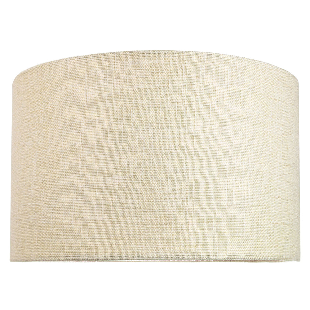 Contemporary and Sleek 14 Inch Cream Linen Fabric Drum Lamp Shade 60w Maximum Image 6