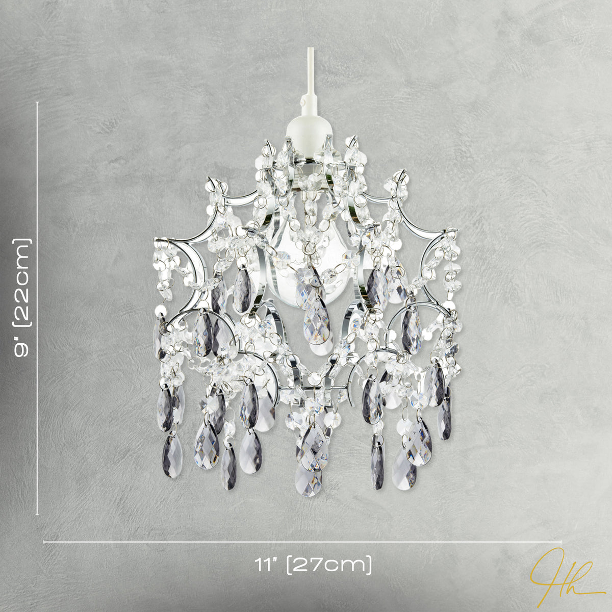 Elegant Chandelier Style Pendant Shade with Clear and Smoked Beads Image 7
