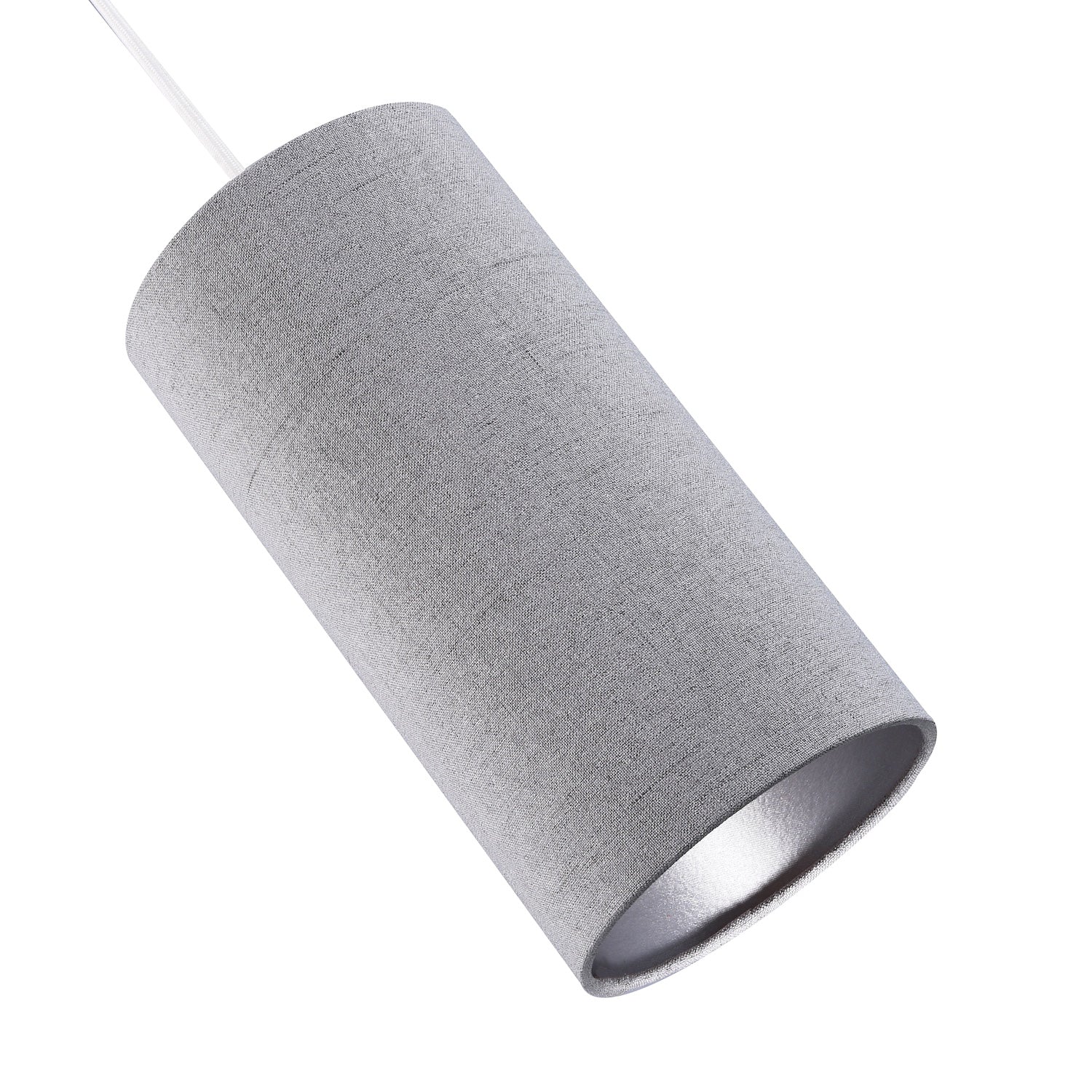 Modern and Stylish Stitched Effect Grey Linen Fabric Cylindrical 25cm Lampshade Image 4