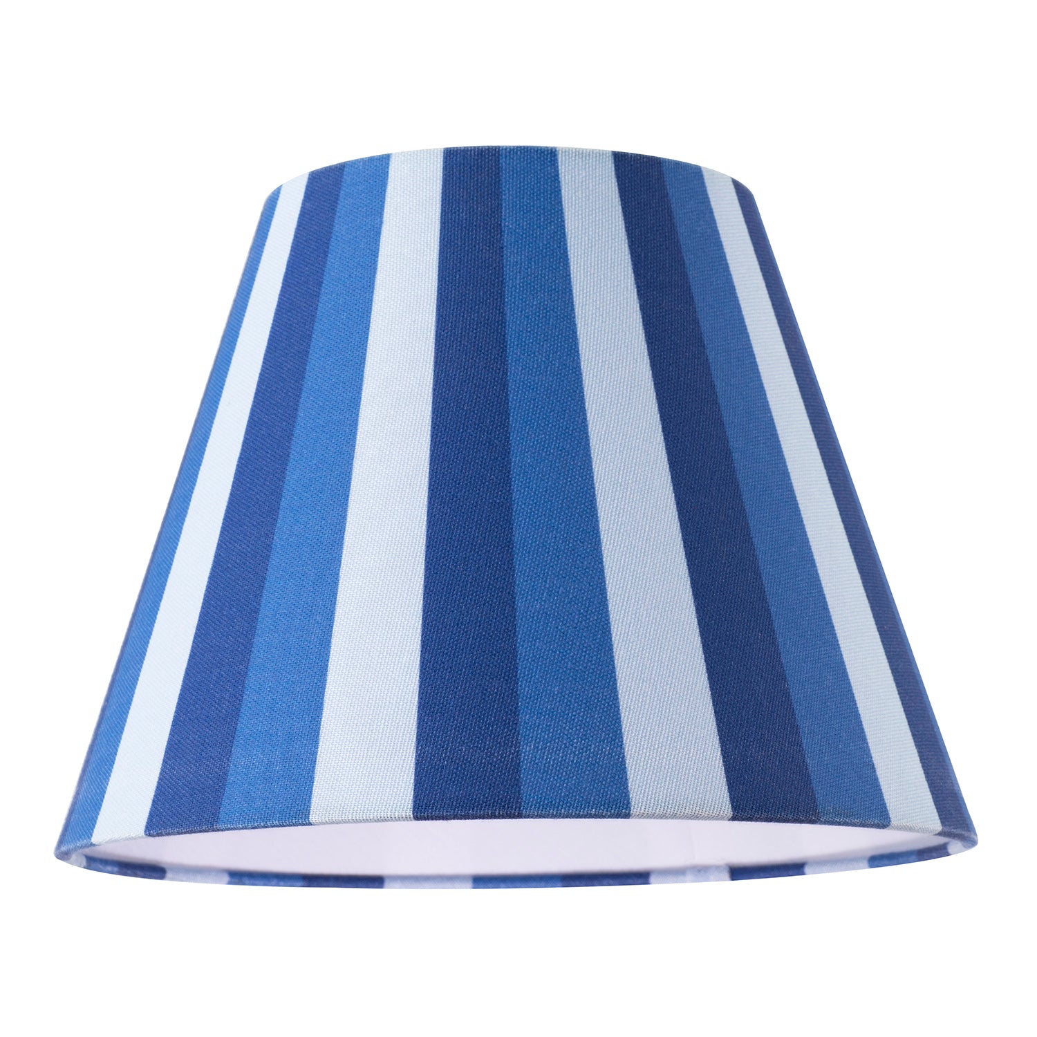 Multi Blue Tone Striped Linen Coolie Lamp Shade with Cotton Inner Image 1