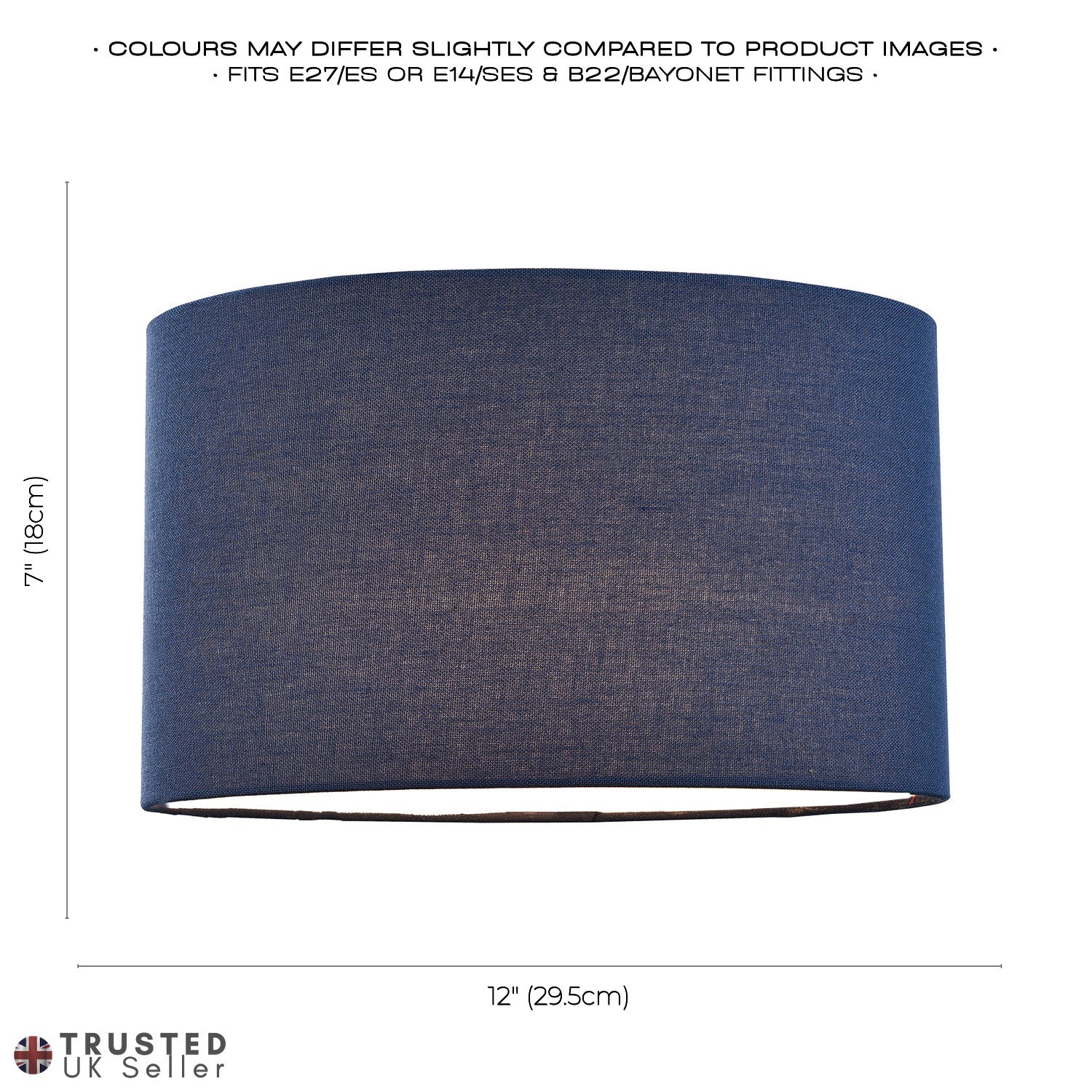 Contemporary and Stylish Navy Blue Linen Fabric Oval Lamp Shade - 30cm Width Image 6