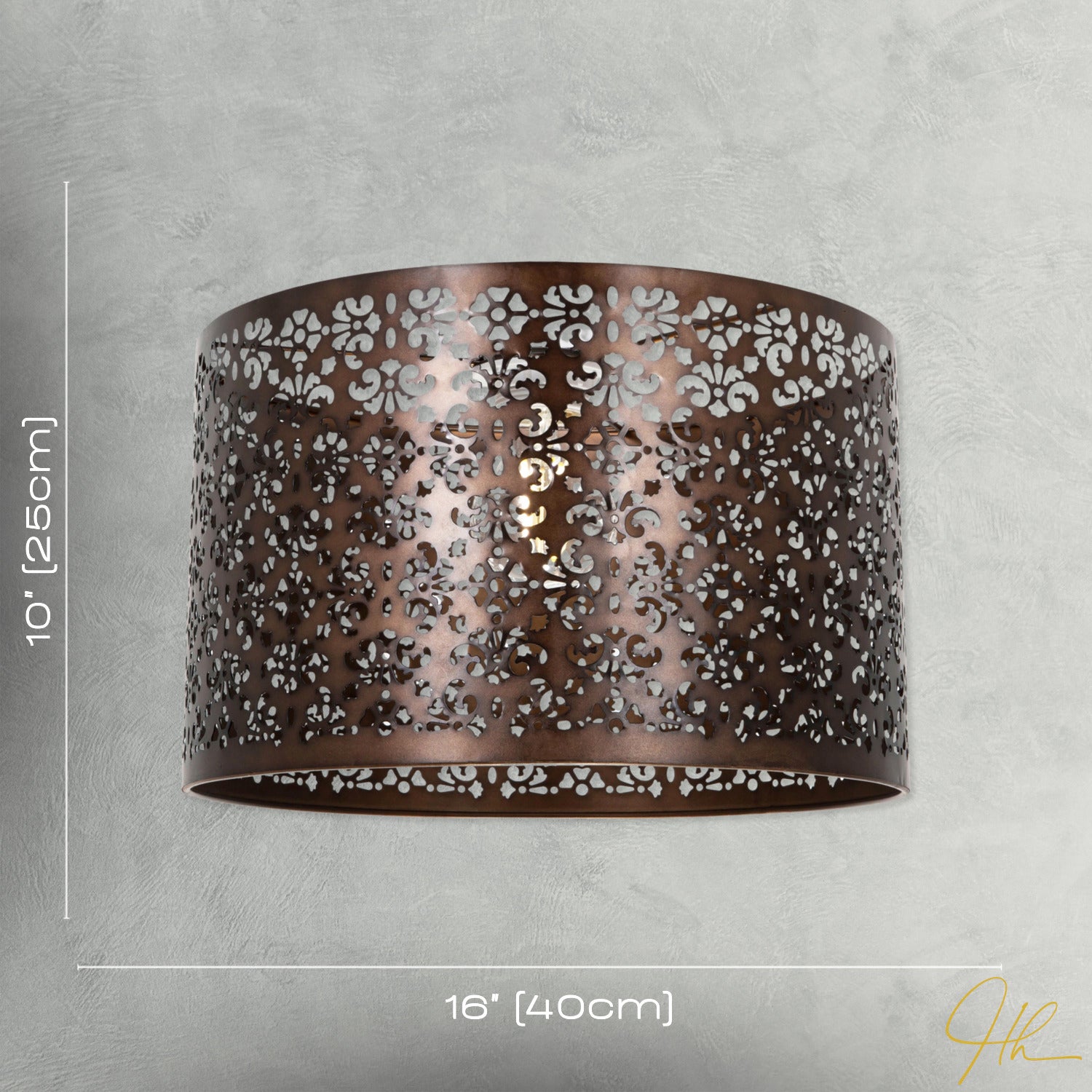 Moroccan Designed Large Bronze Metal Pendant Shade with Floral Decor Image 7