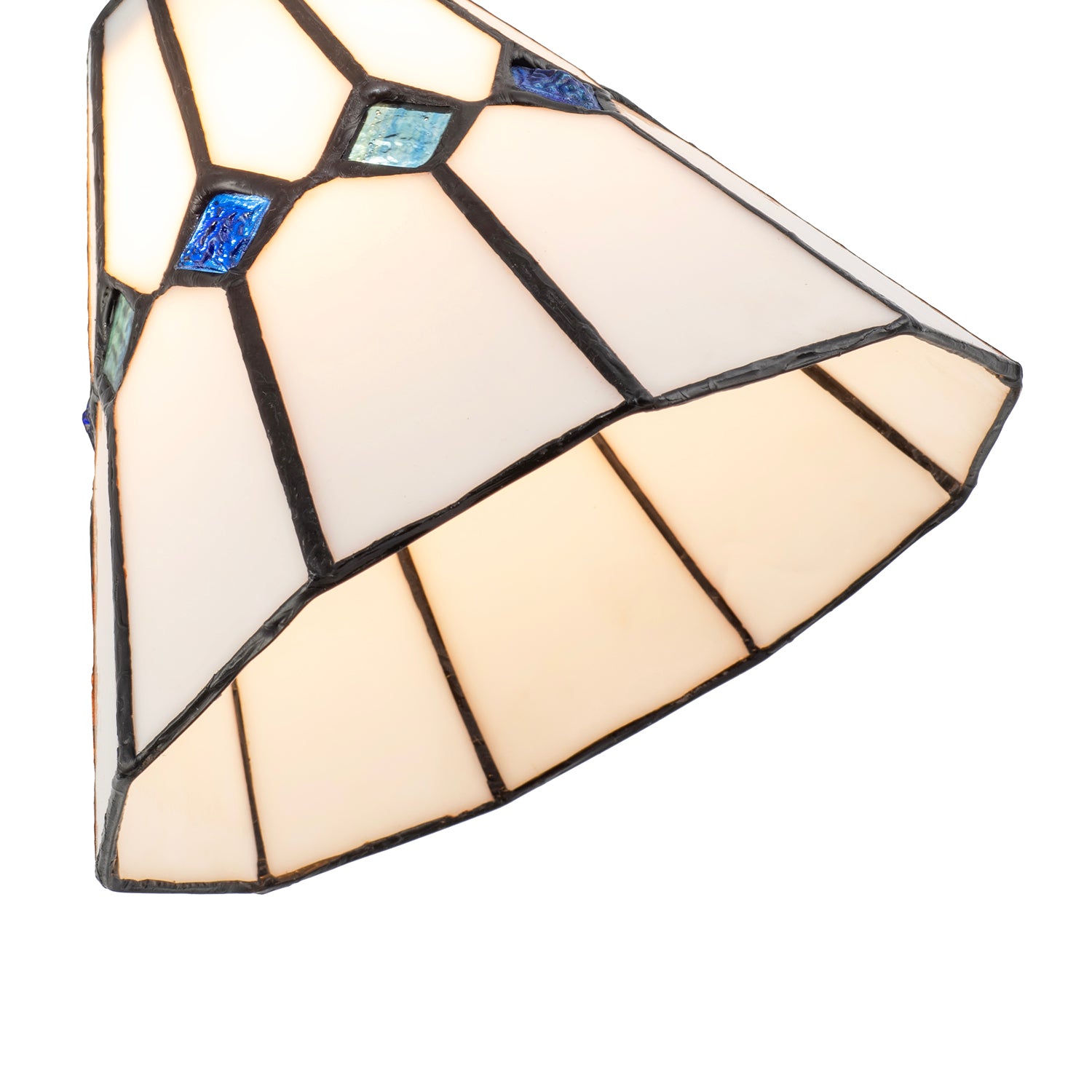 White Glass Tiffany Pendant Light Shade with Midnight Blue Diamonds Image 8