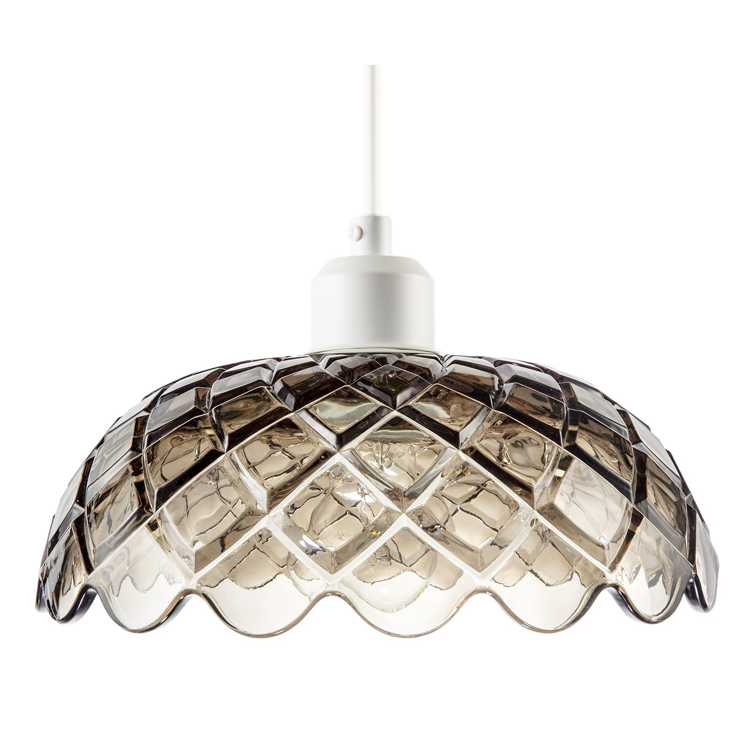 Smoked Grey Pendant Lighting Shade with Scalloped Edge Silhouette Image 4