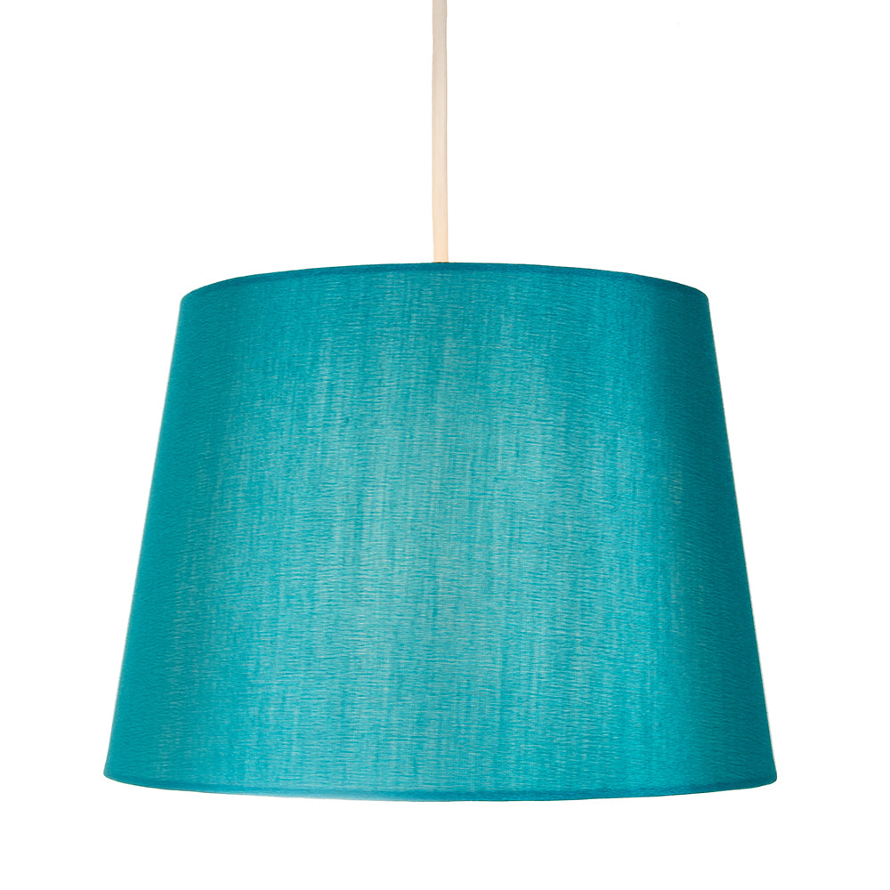 Traditionally Designed Medium 10" Drum Lamp Shade in Sleek Teal Faux Silk Fabric Image 2