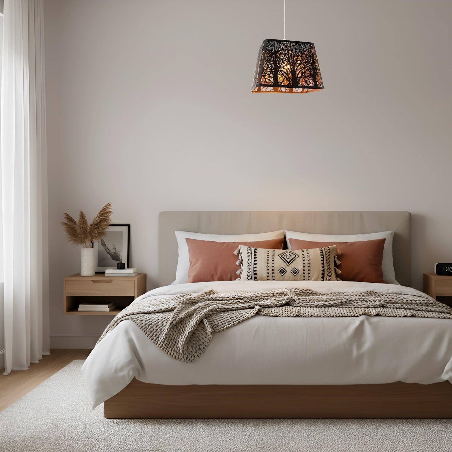 Matte Black Tree Forest Pendant Lighting Shade with Satin Gold Inner Image 6