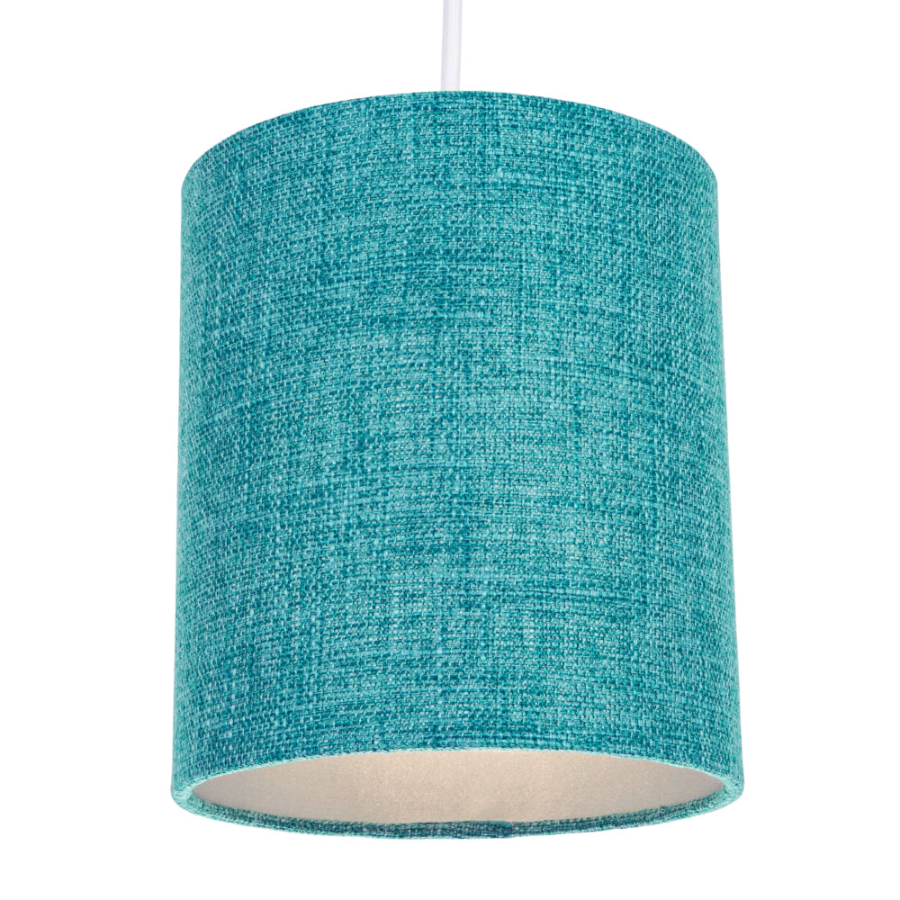 Contemporary and Sleek Teal Linen Fabric 6" Cylindrical Lamp Shade 60w Maximum Image 2