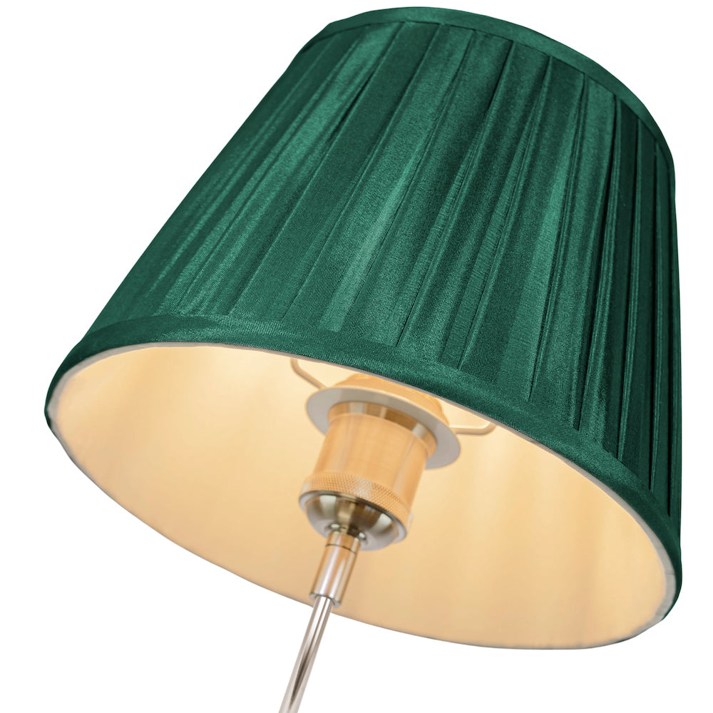 Traditional Classic Green Faux Silk Pleated Lined Lampshade - 10" Diameter Image 4