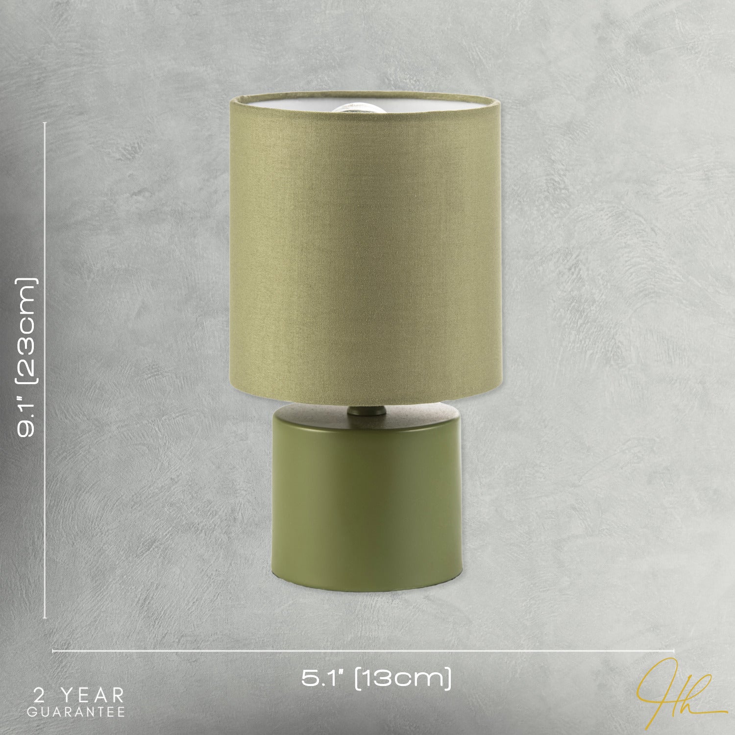 Modern Dusty Olive Green Table Lamp with Cotton Fabric Drum Shade Image 7