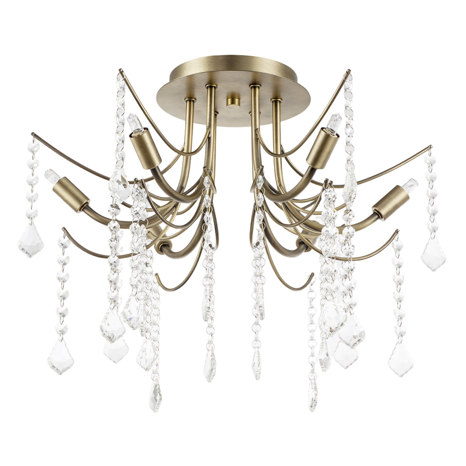 Elegant Semi Flush Chandelier Ceiling Light in Matte Antique Brass Image 3