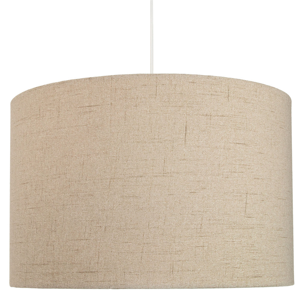 Contemporary and Sleek Taupe Textured 14" Linen Fabric Drum Lamp Shade 60w Max Image 6