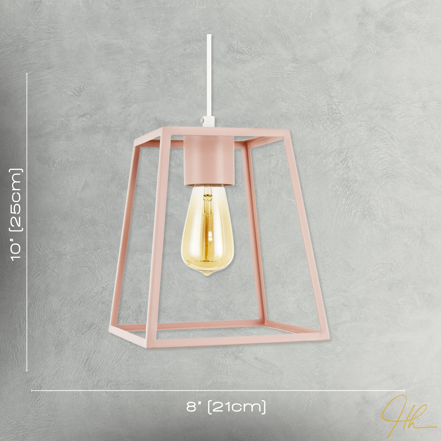 Industrial Lantern Lamp Shade in Matte Pink with Square Top and Bottom Image 7