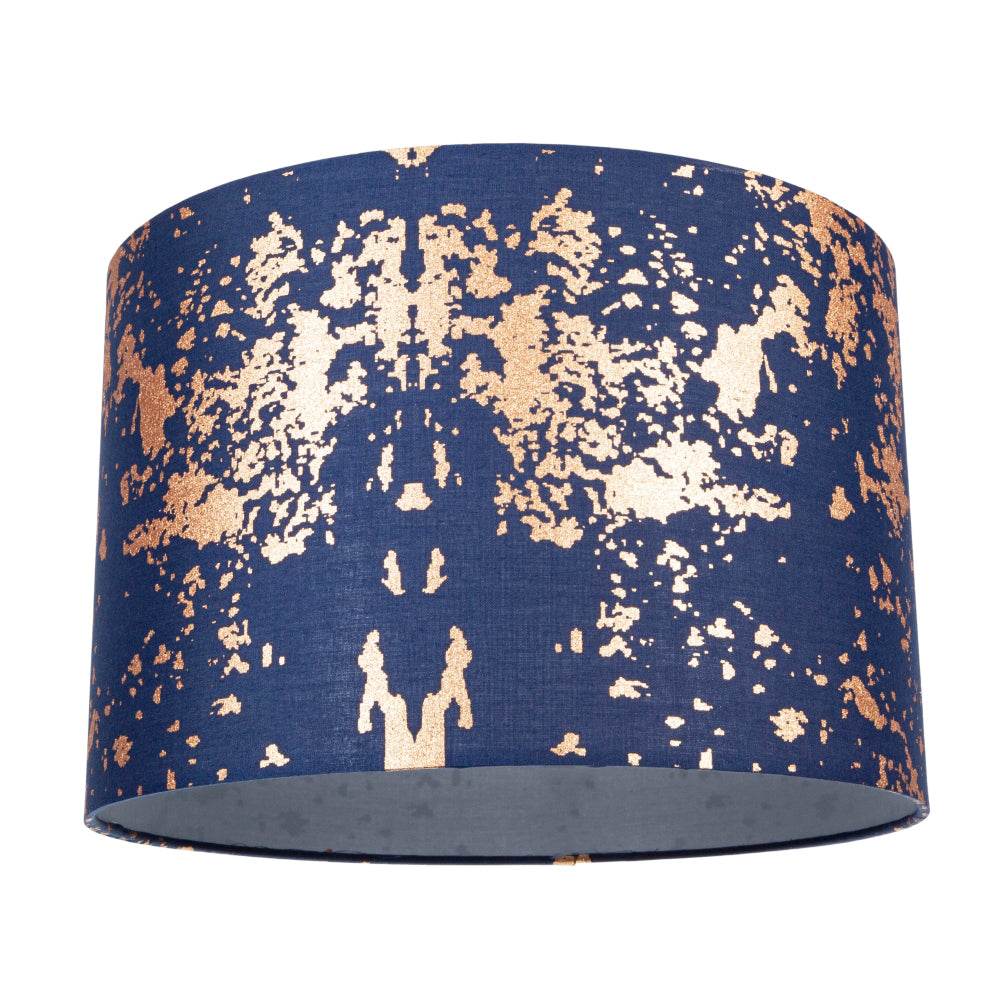 Modern Navy Blue Cotton Fabric Shade with Copper Foil Decor for Table or Ceiling Image 1