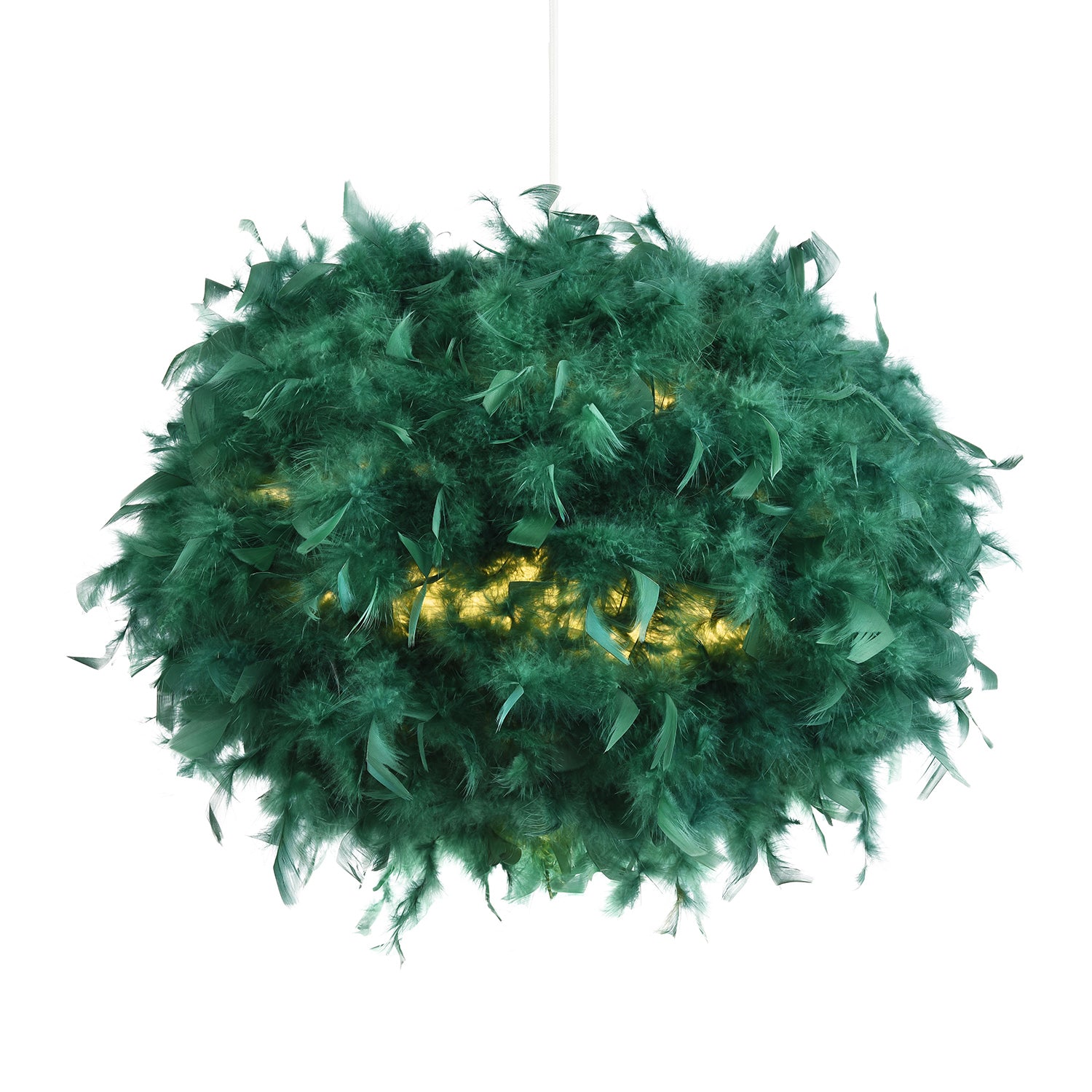 Contemporary and Unique Large Green Real Feather Decorated Pendant Light Shade Image 2