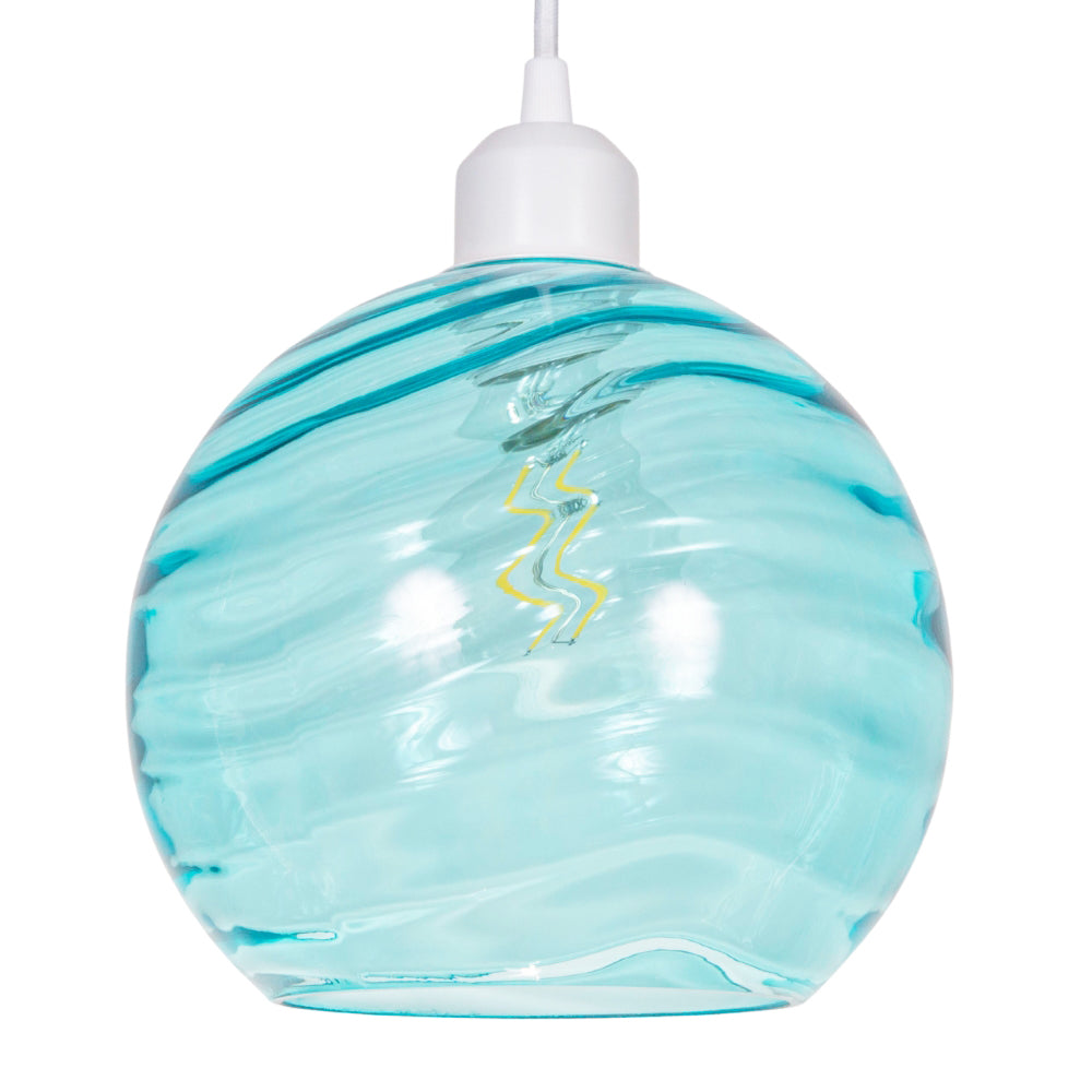 Modern Designer Circular Ribbed Glass Non Electric Pendant Lamp Shade