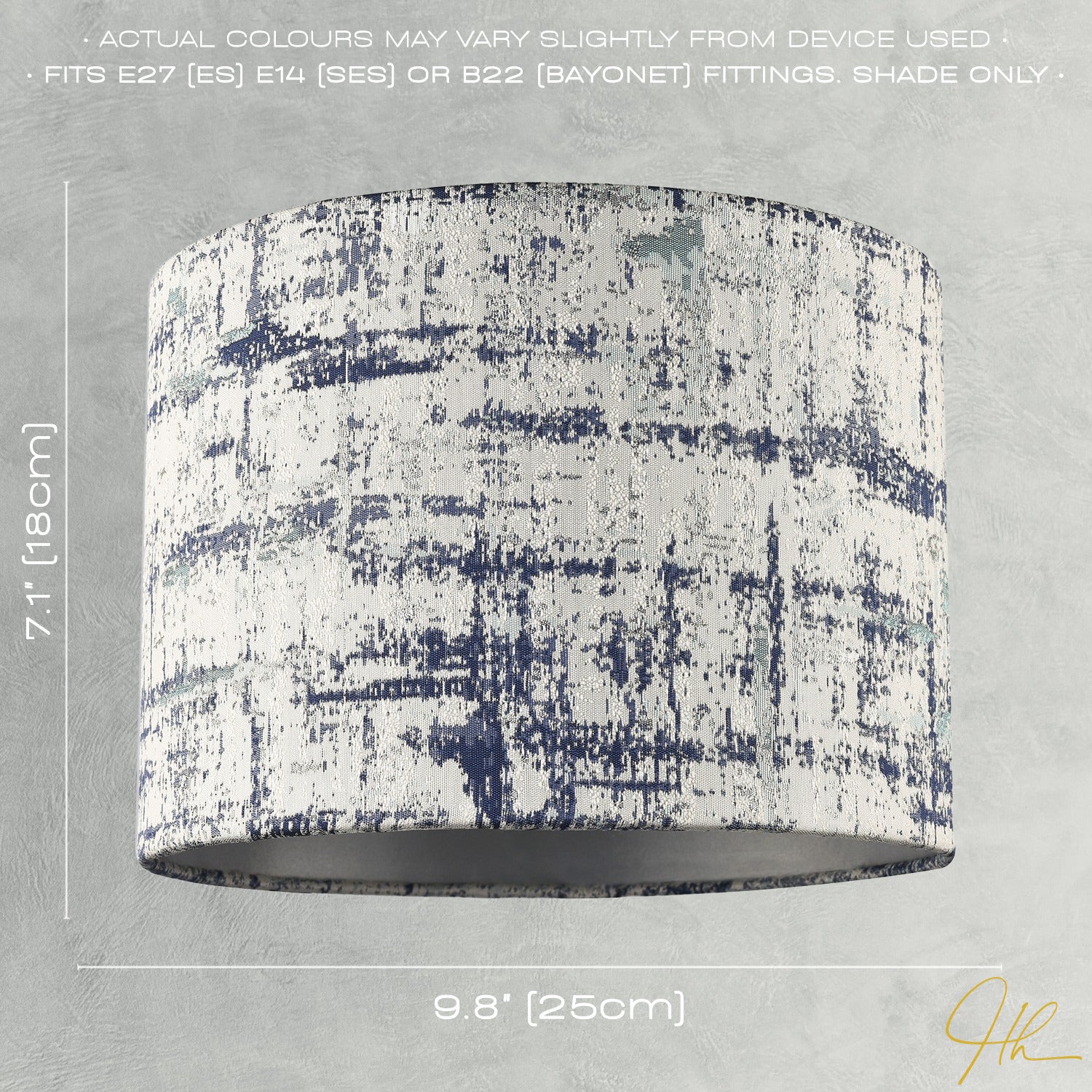 Unique Navy Blue and Silver Camouflage Jacquard Fabric Drum Lamp Shade Image 7