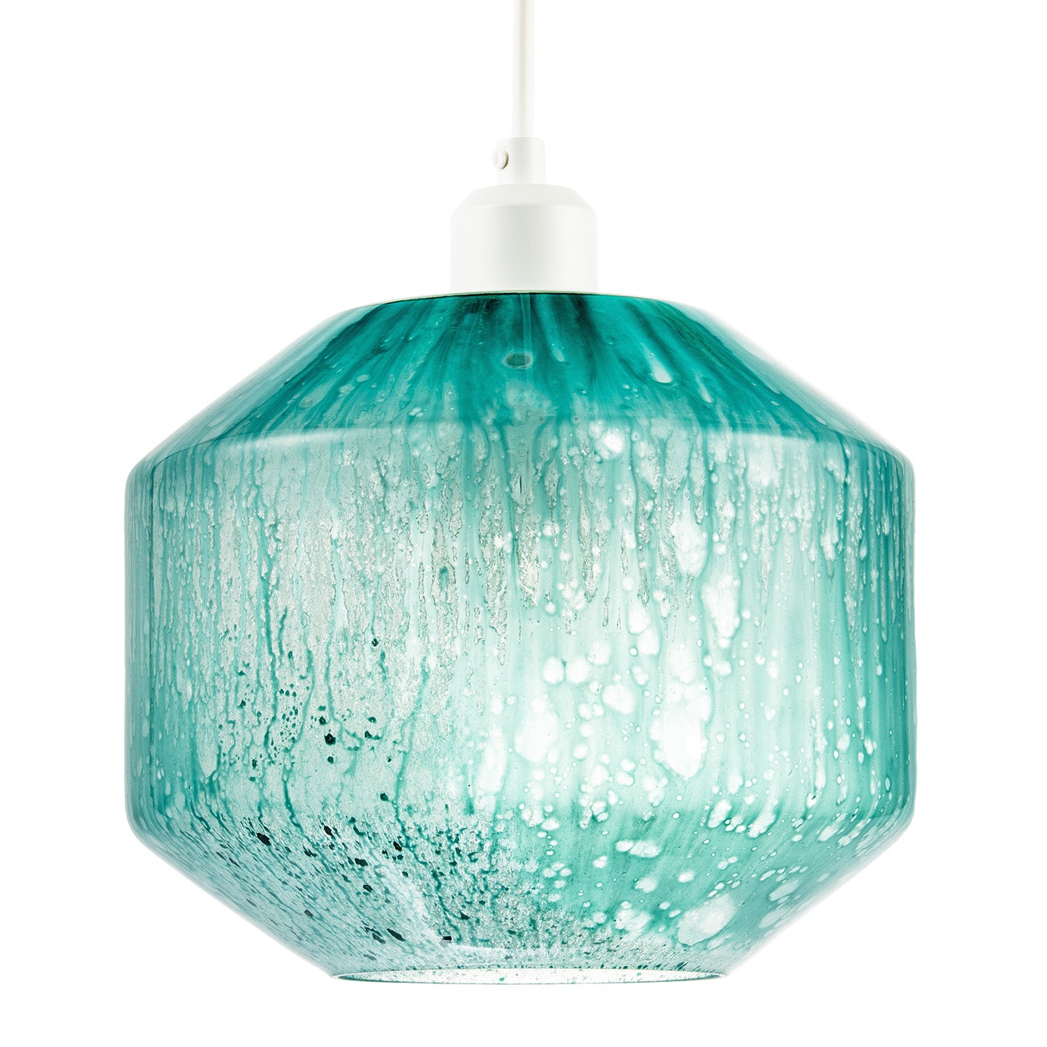 Modern Aqua Teal Reactive Mottled Glass Pendant Ceiling Light Shade Image 1