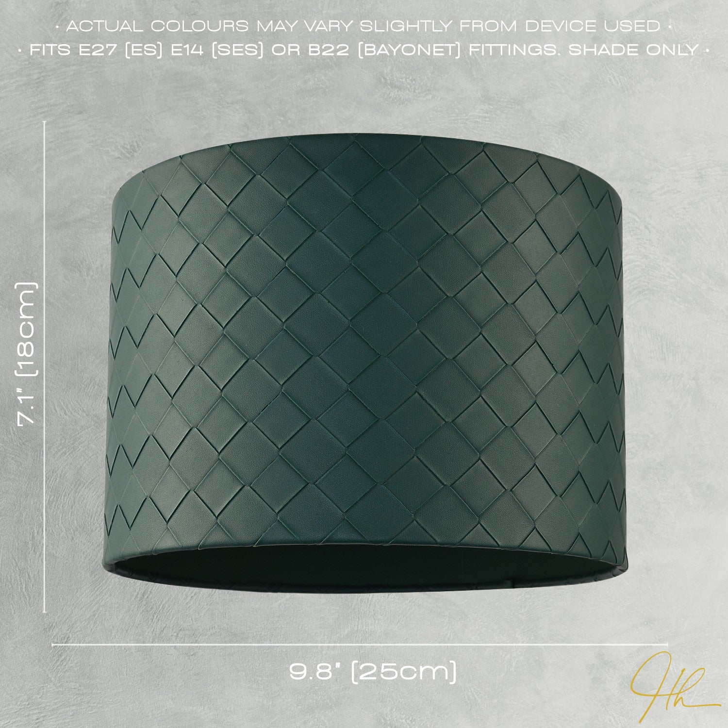 Forest Green Faux Leather Laced Drum Lamp Shade with Cotton Lining Image 7