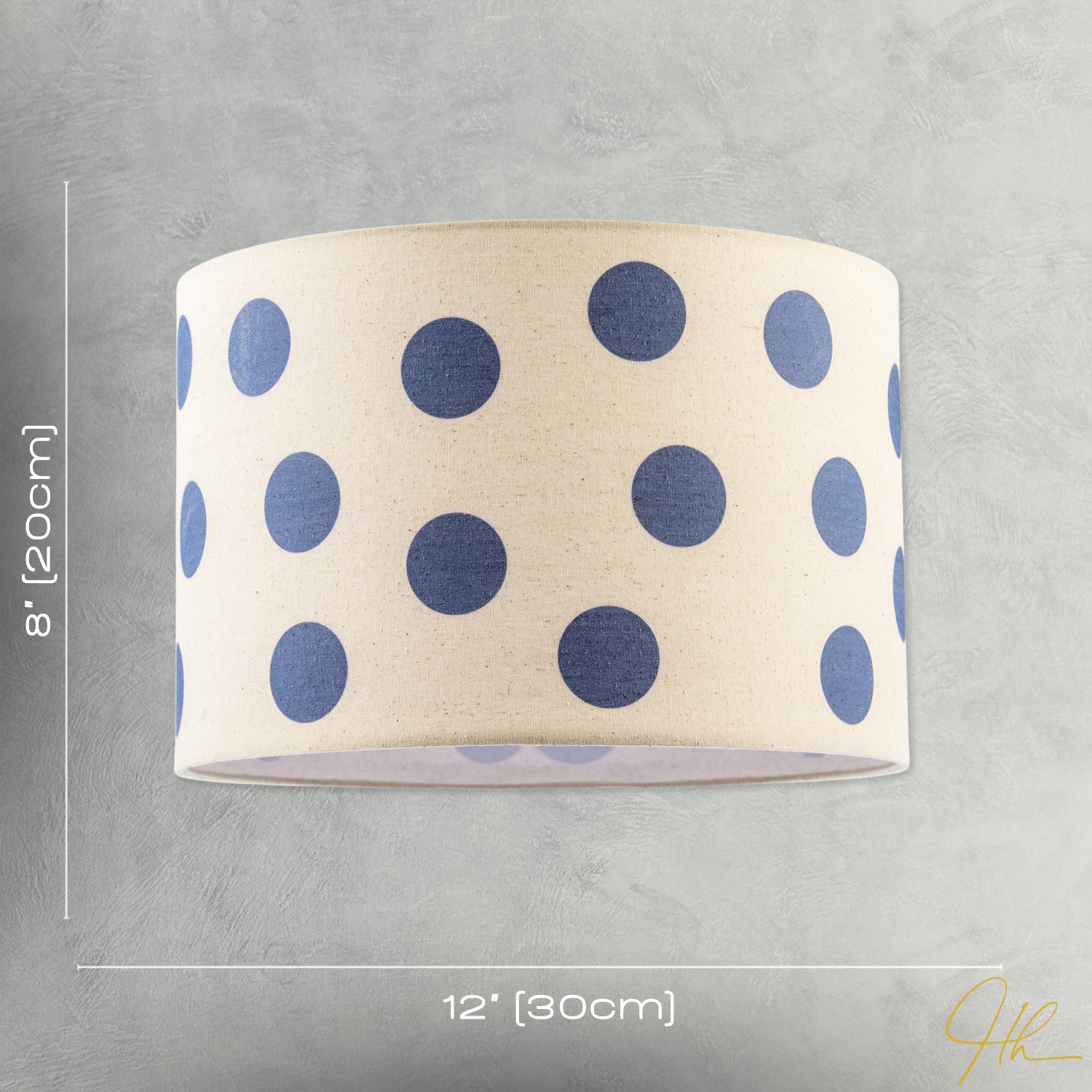 Modern Dusty Amparo Blue Linen Fabric Polka Dot Design Drum Lamp Shade Image 7