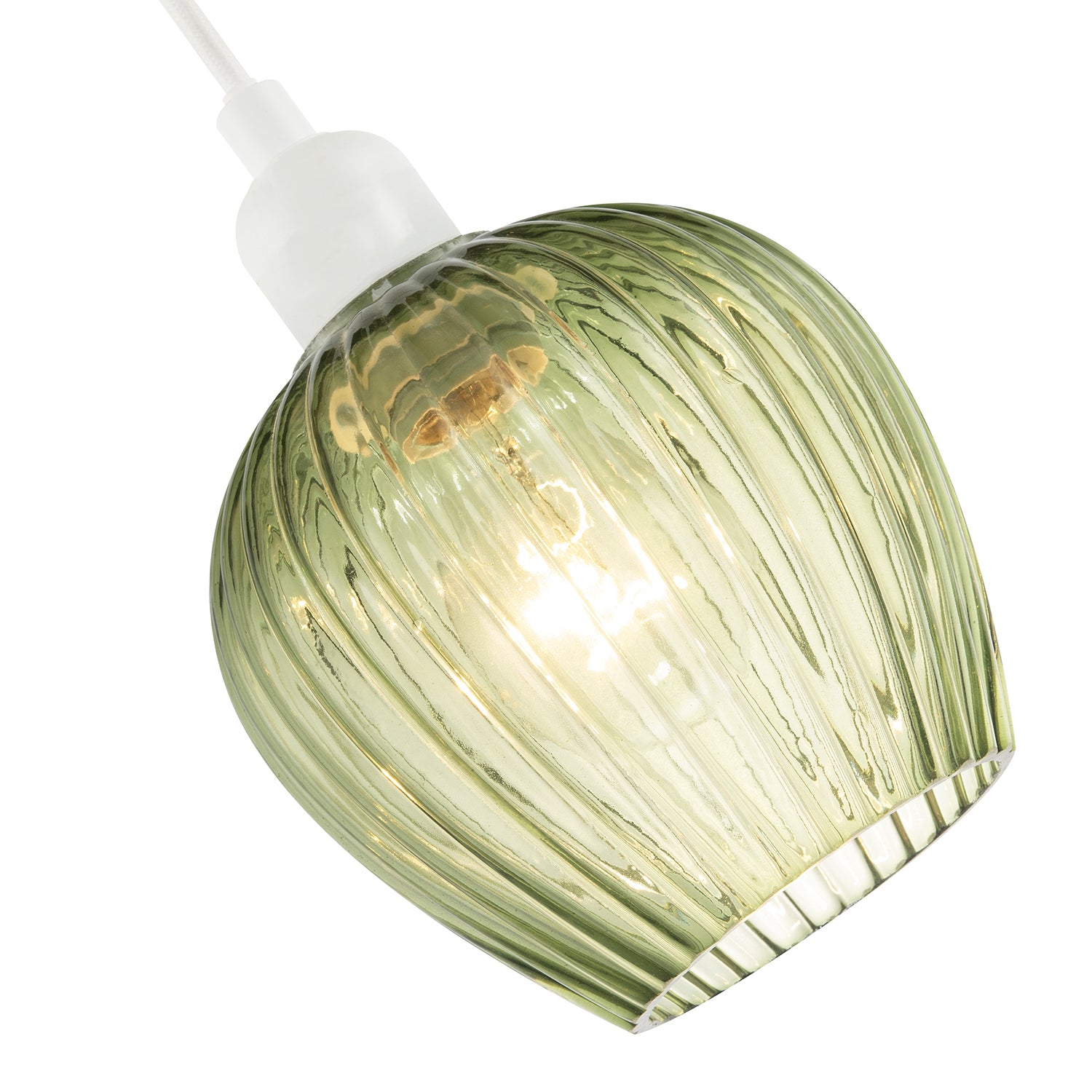 Modern Green Easy Fit Pendant Lighting Shade with Ridged Fluted Lines Image 3
