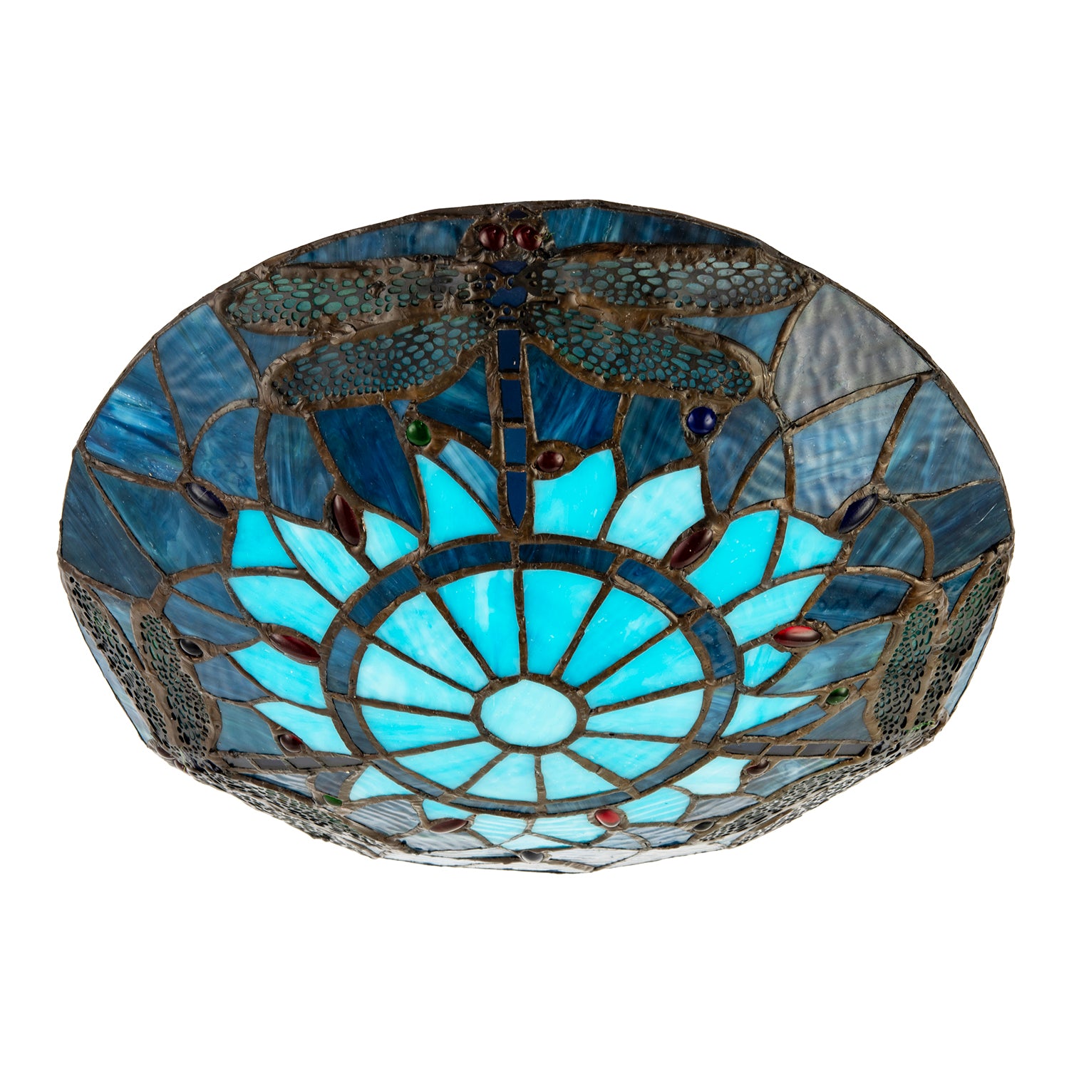 Midnight and Sky Blue Dragonfly Tiffany Glass Easy Fit Pendant Shade Image 5