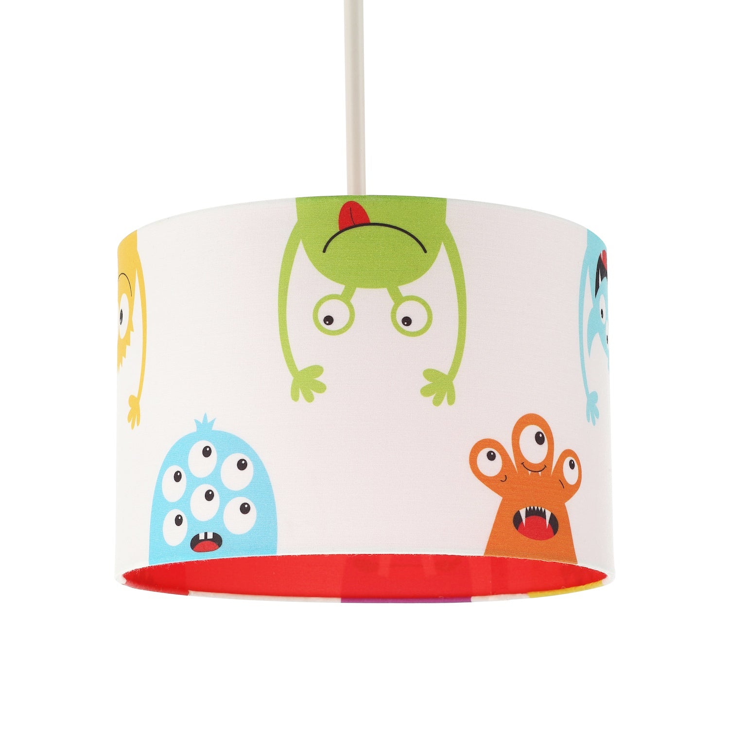 Funny Monsters Children's Lamp Shade with Red Inner and Multi Colour Monsters Image 2