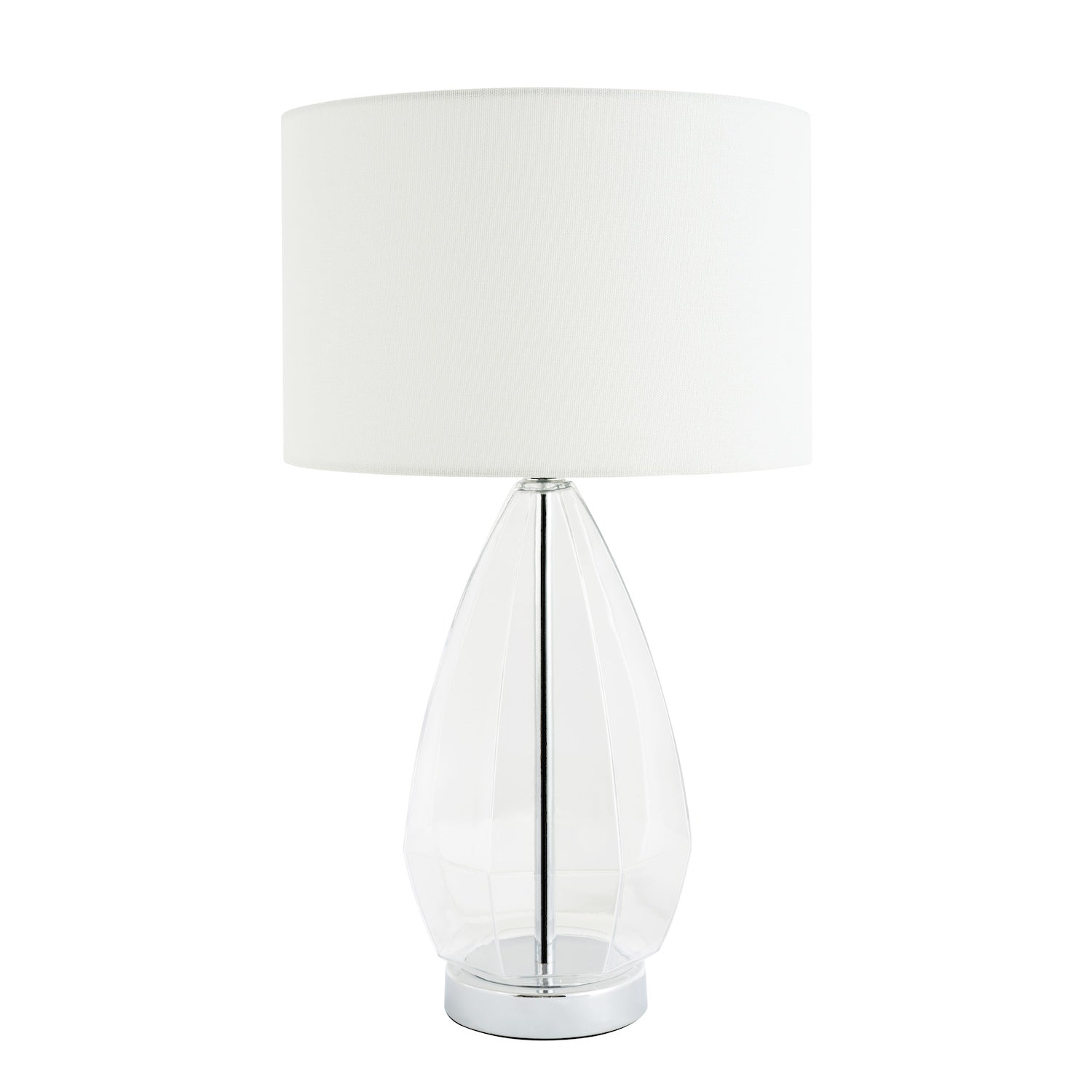 Transparent Glass and Polished Chrome Table Lamp Base with Inline Cable Switch Image 4