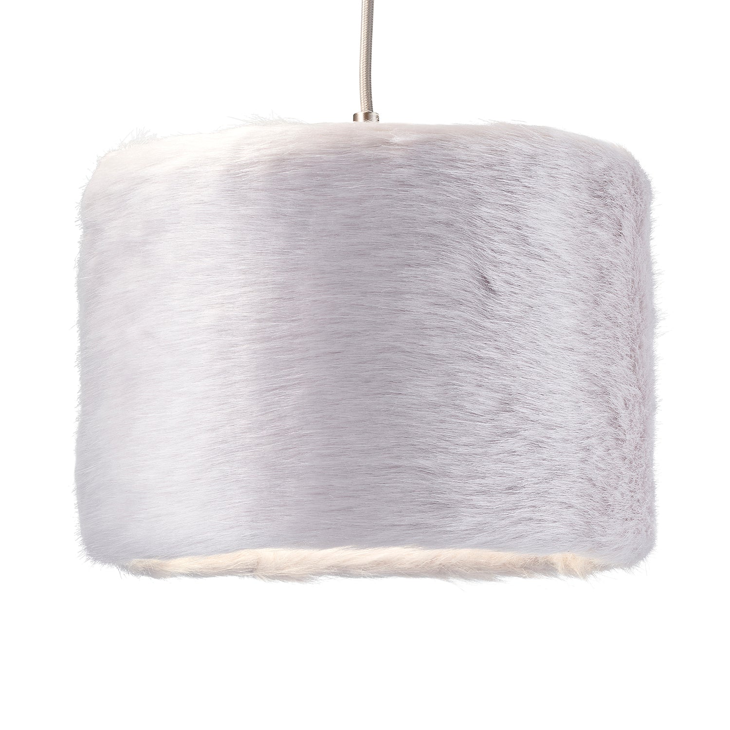 Modern Grey Soft and Brushable Faux Fur 10" Lamp Shade with Cotton Fabric Inner Image 2