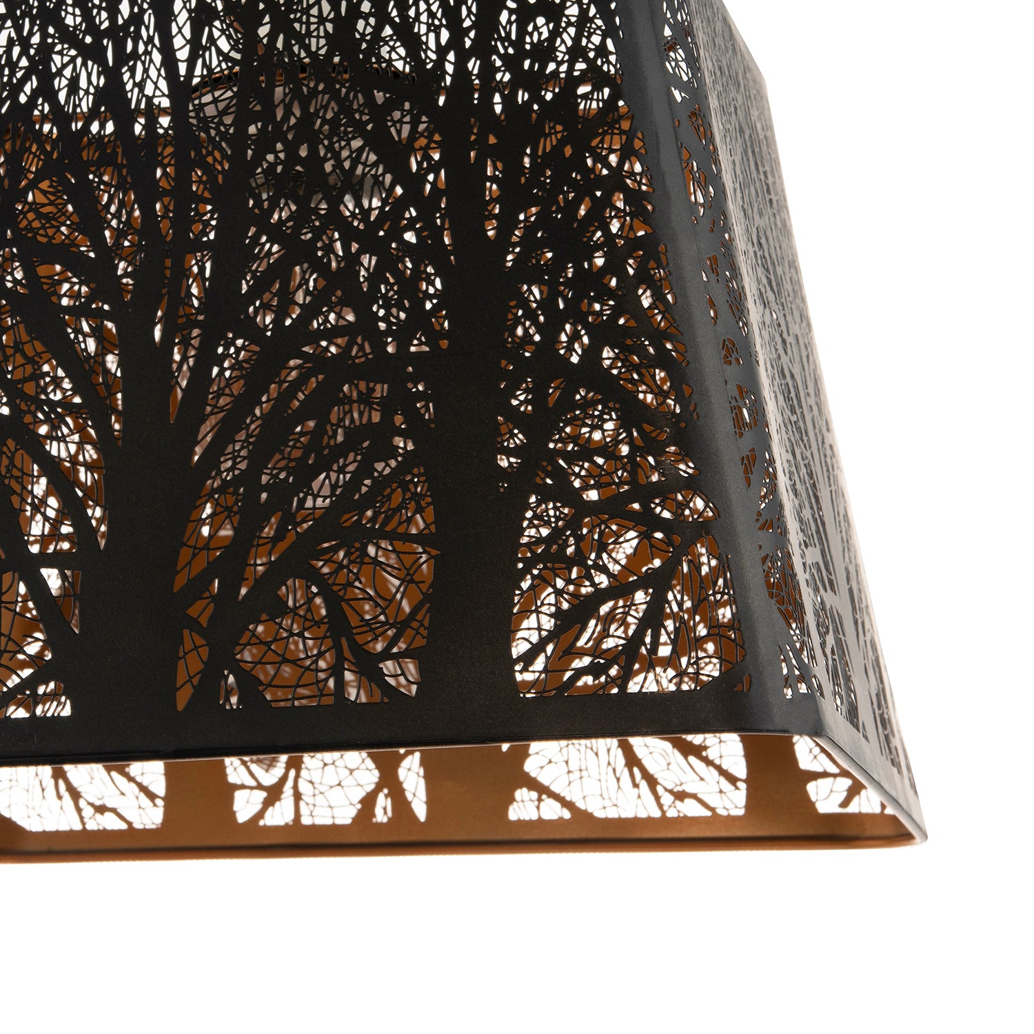 Matte Black Tree Forest Pendant Lighting Shade with Satin Gold Inner Image 4