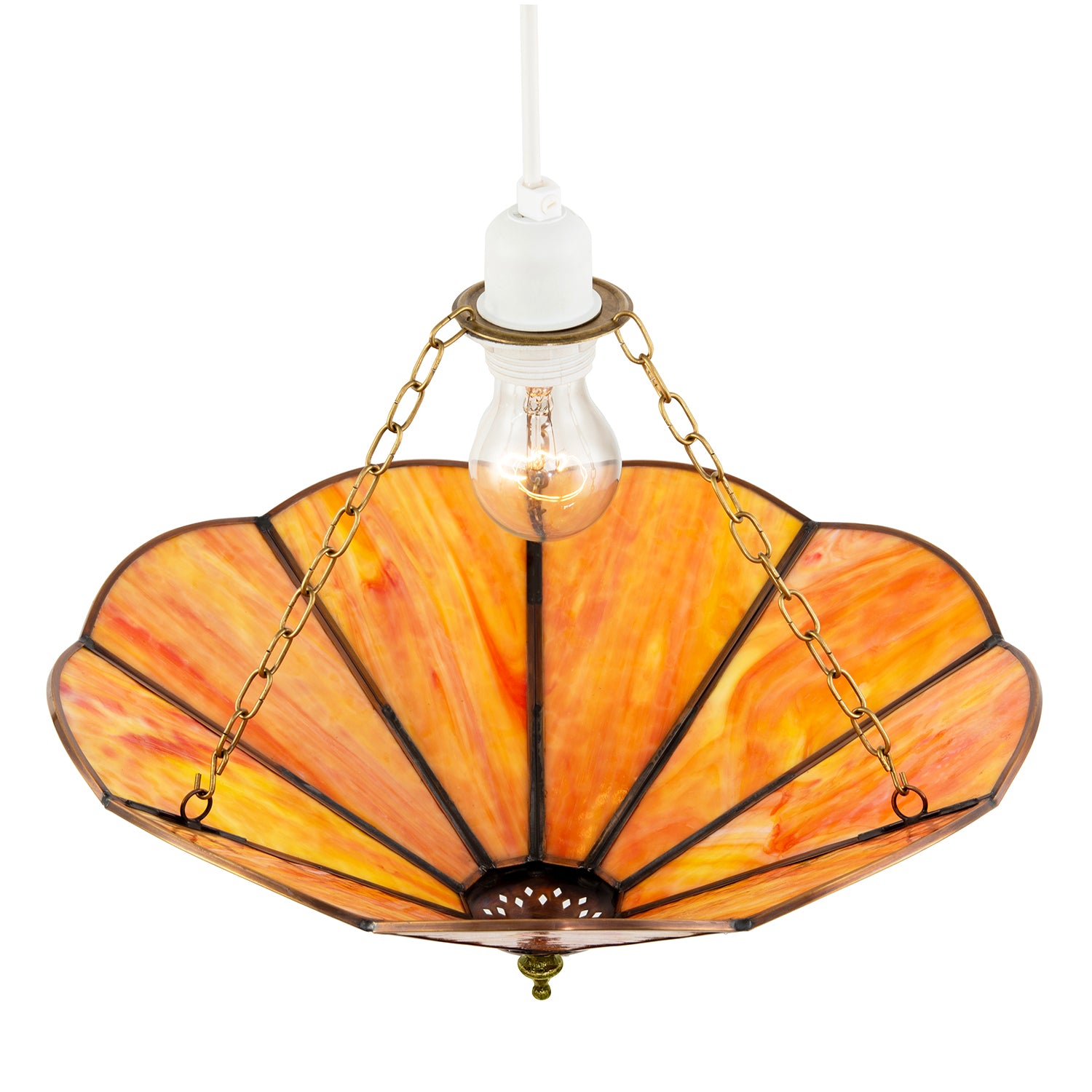 Orange Amber Chic Tiffany Glass Easy Fit Pendant Shade with Chains Image 3