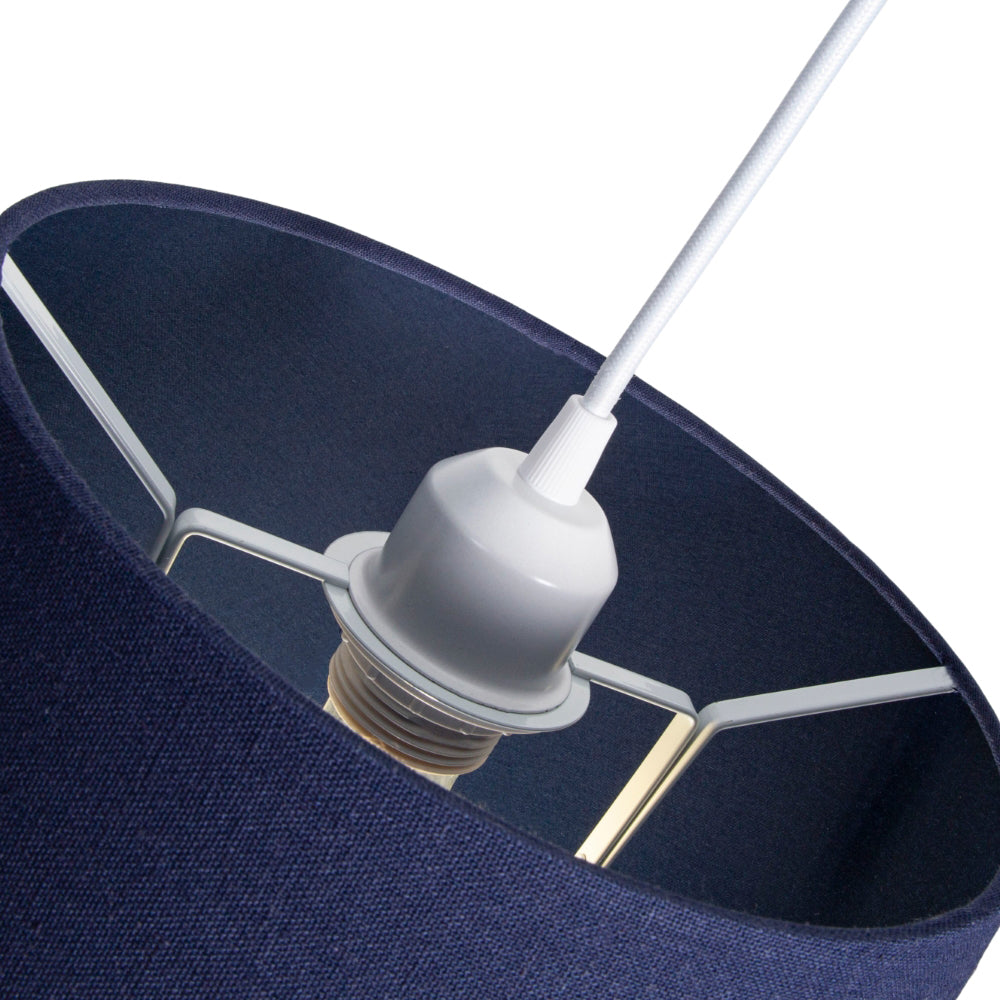 Traditional 14 Inch Navy Blue Linen Drum Table/Pendant Lampshade 60w Maximum Image 4