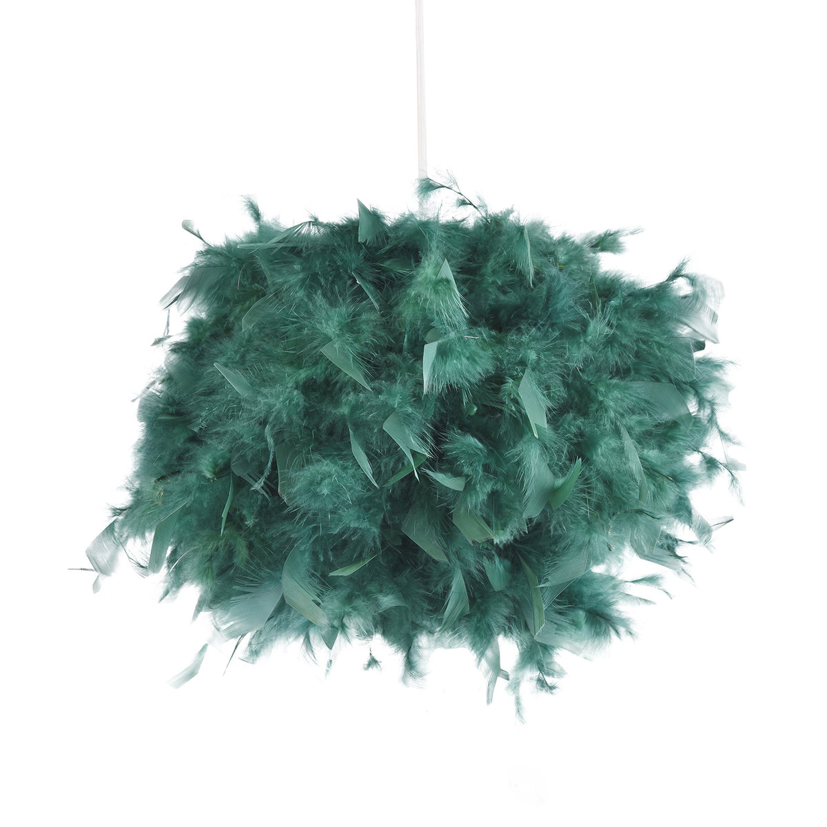 Eye Catching Modern Small Forest Green Feather Decorated Pendant Light Shade